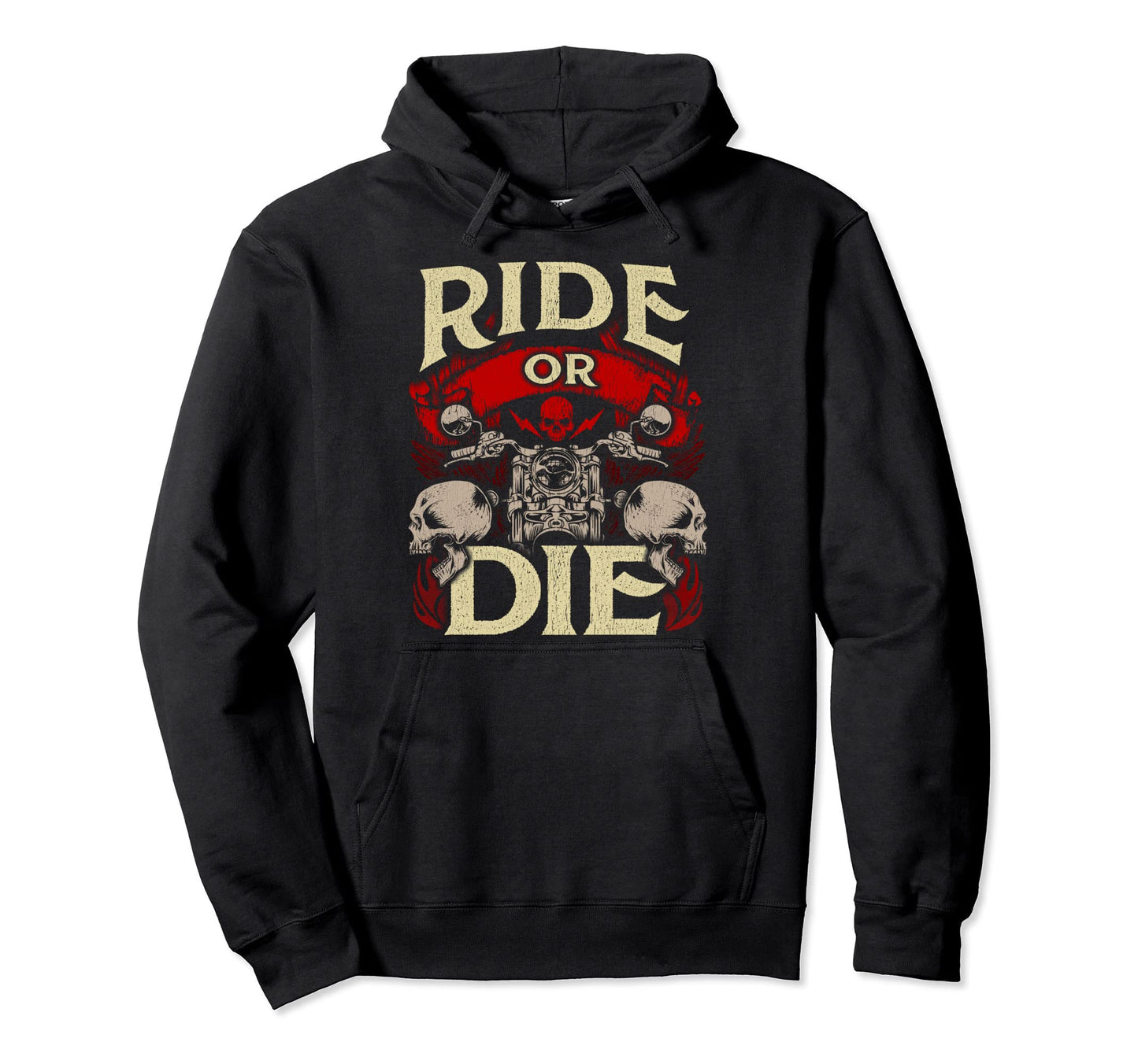 Ride Or Skull Motorcycle Biker Grandpa Hoodie - Fun Novelty Design Unisex - T-Shirt, Sweatshirt, Hoodie