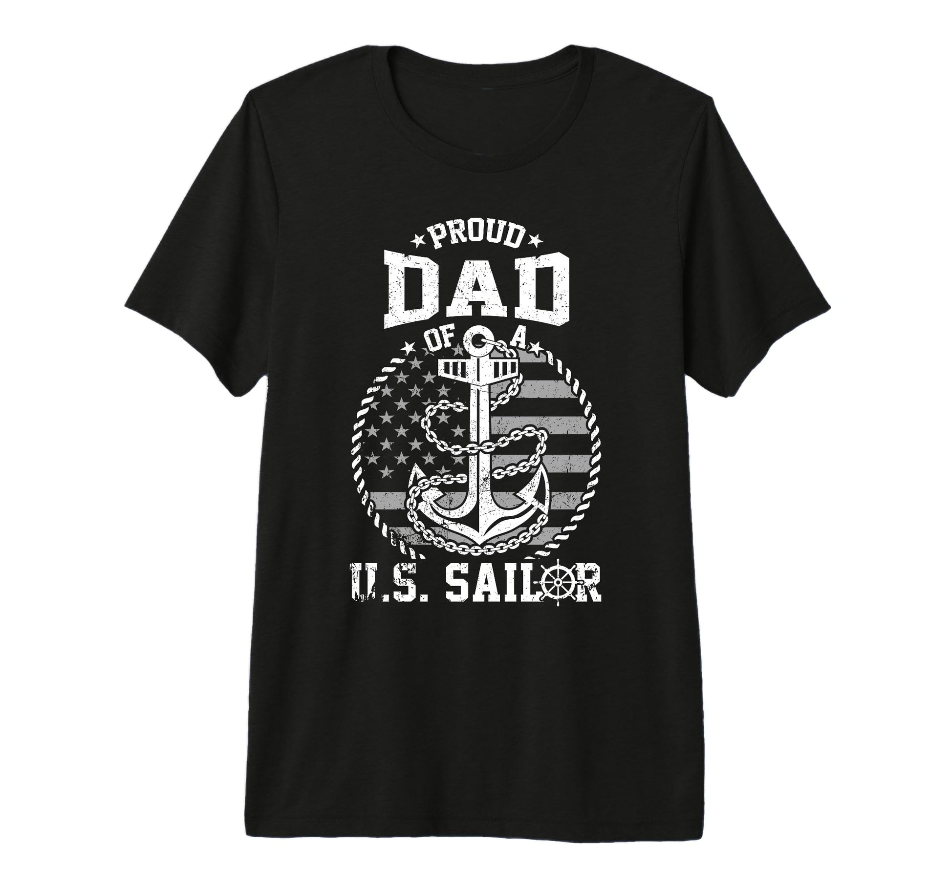 Proud Dad Us Sailor Anchor Flag Usa Family T-Shirt - Unique Graphic Unisex - T-Shirt, Sweatshirt, Hoodie