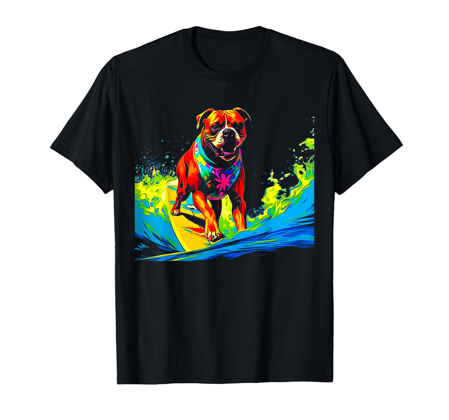 Boxer Dog Pop Art Surf T-Shirt - Fun Novelty Design Men Women - T-Shirt, Sweatshirt, Hoodie