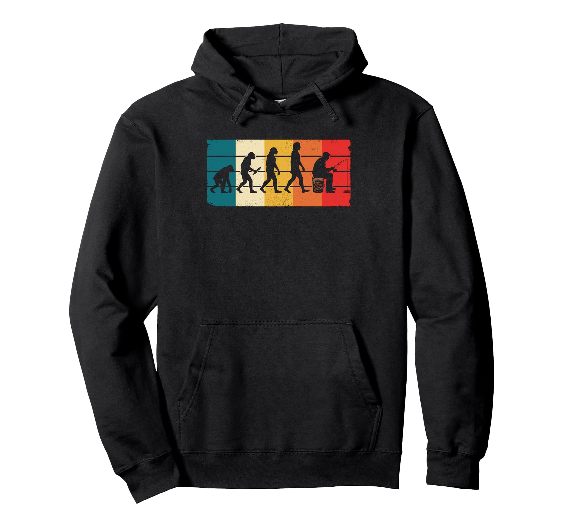Fishing Human Evolution Funny Angler Hoodie - Streetwear Style Unisex - T-Shirt, Sweatshirt, Hoodie