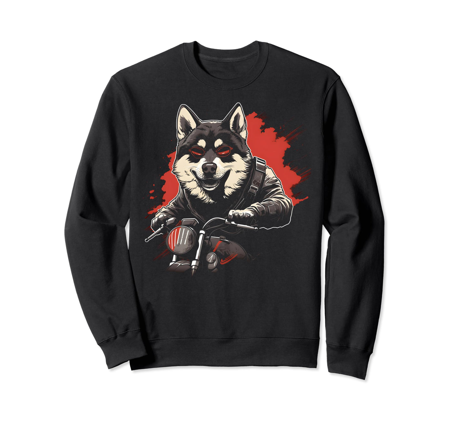 Motorcycle Dad Biker Dog Akita Dad Sweatshirt - Aesthetic Graphic Unisex - T-Shirt, Sweatshirt, Hoodie
