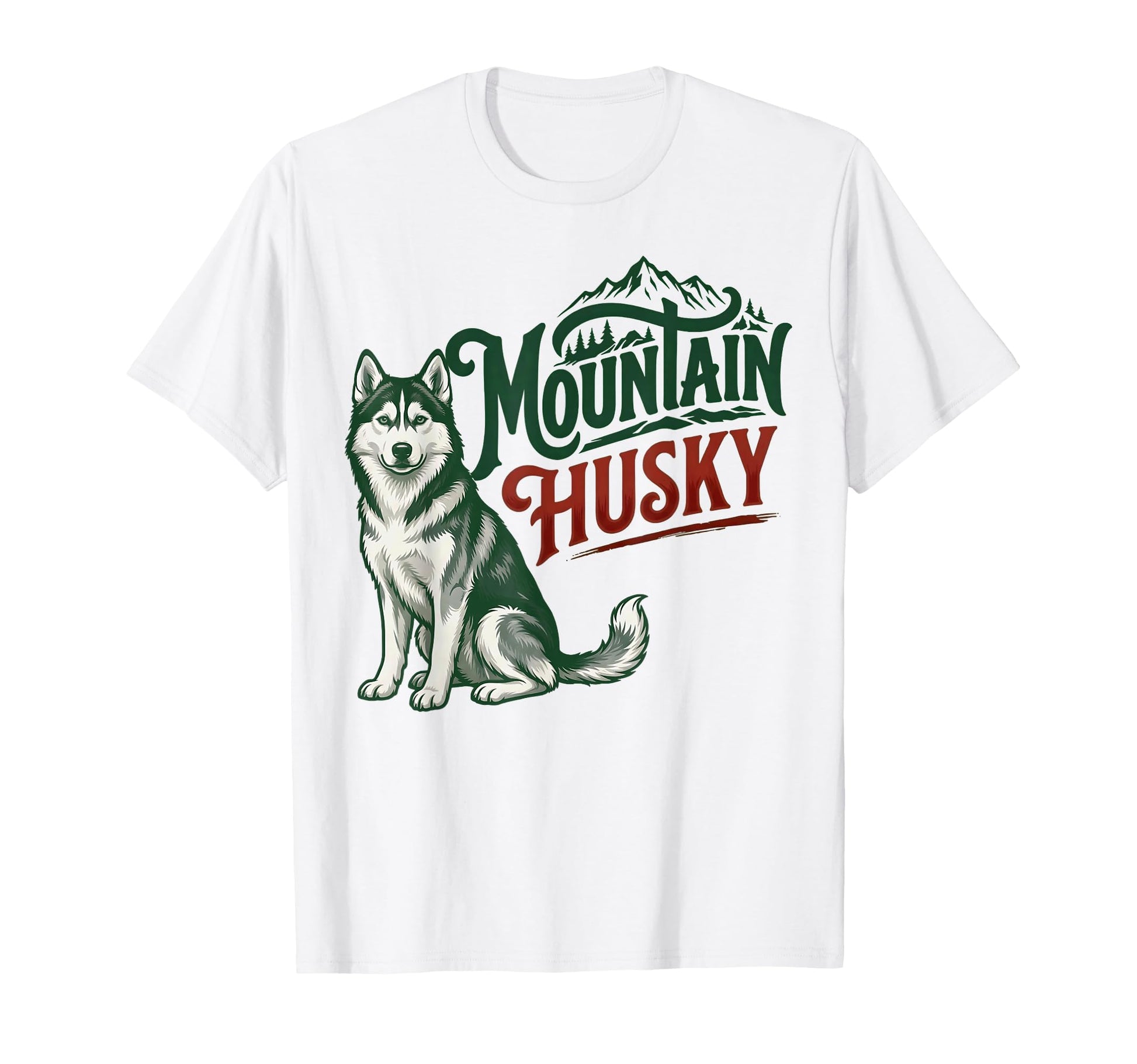 Mountain Husky Dog Lovers Outdoor Hiking T-Shirt - Graphic Print Unisex - T-Shirt, Sweatshirt, Hoodie