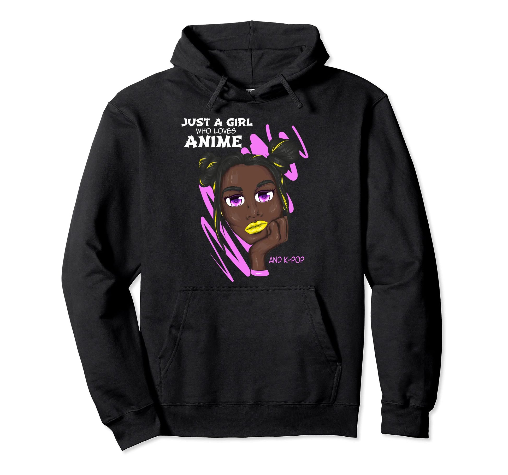 Just Who Loves Anime And K Pop African Hoodie - Novelty Apparel for Adults - T-Shirt, Sweatshirt, Hoodie