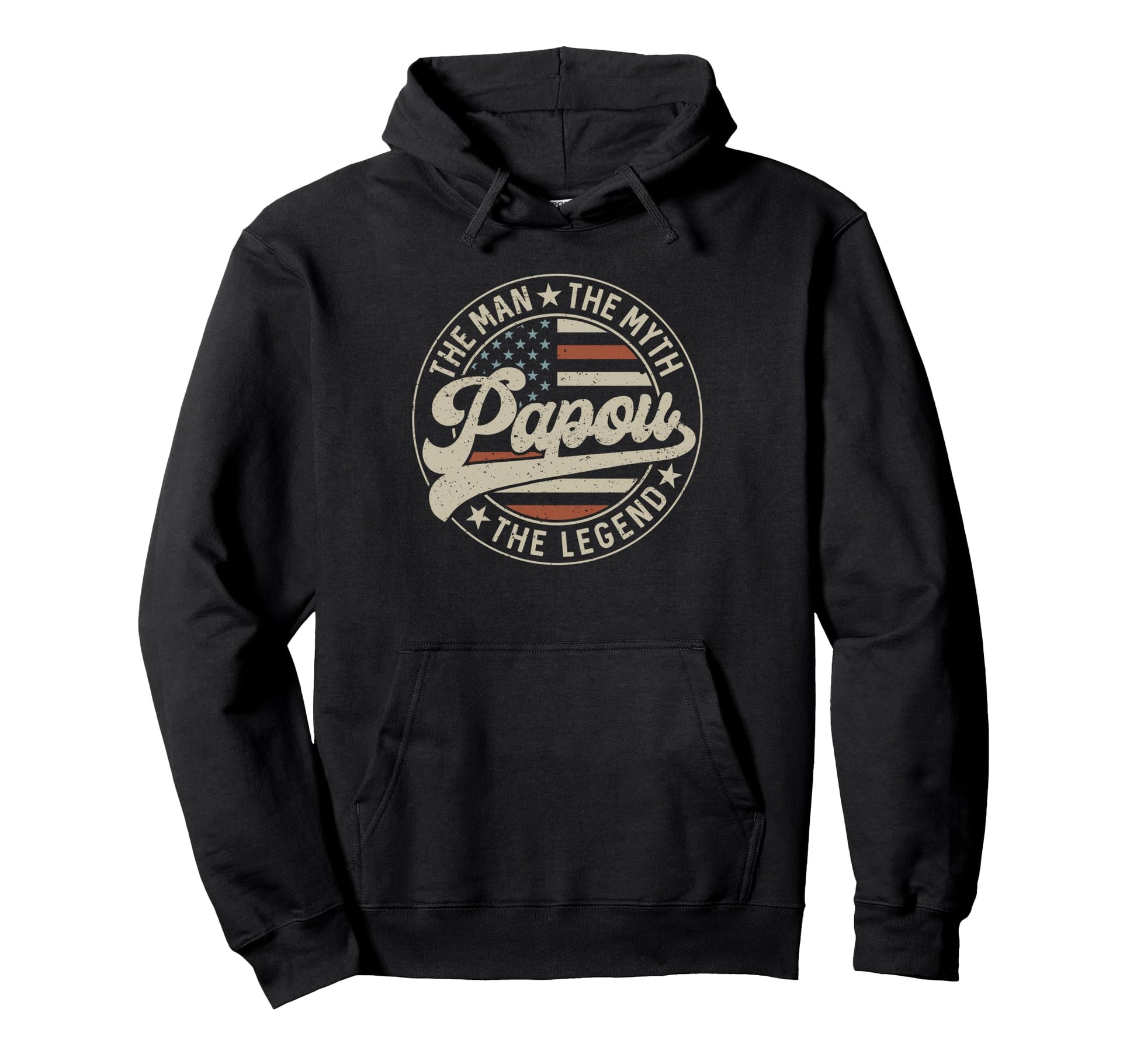 Papou Myth Legend Us Flag Fathers Day Hoodie - Novelty Apparel Unisex - T-Shirt, Sweatshirt, Hoodie