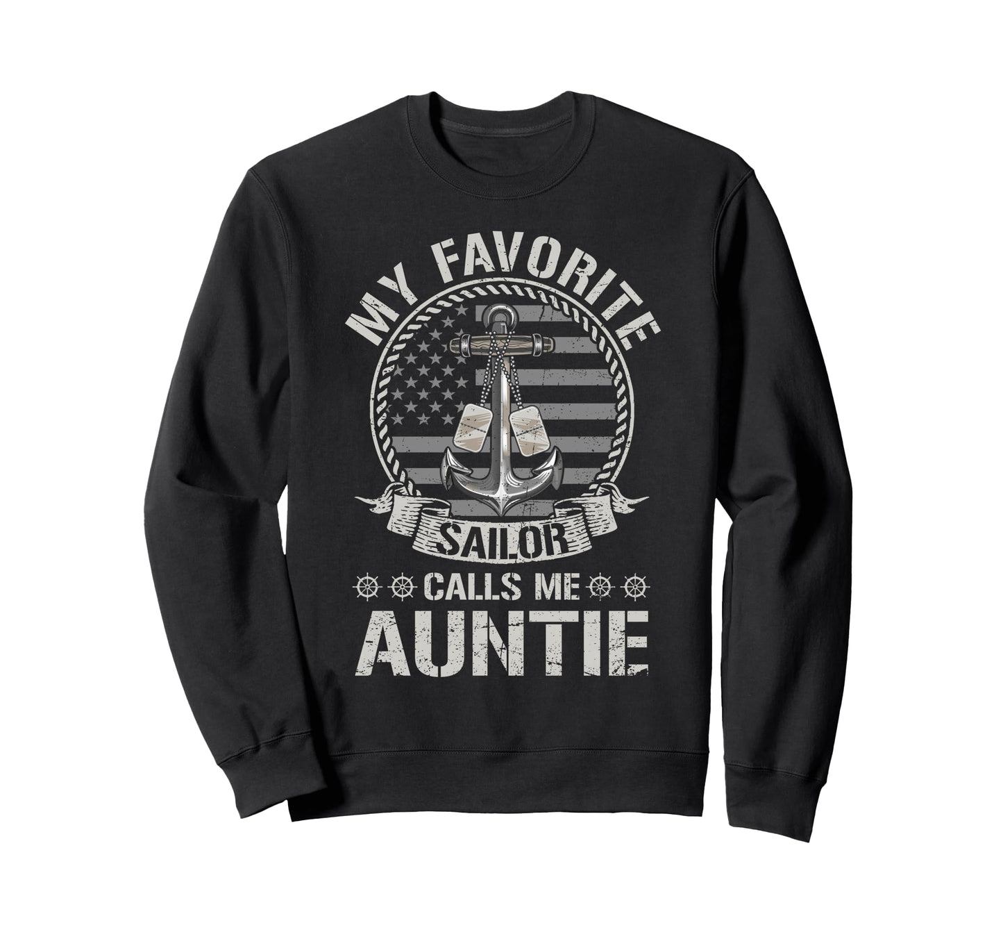 Proud Us Sailor Auntie Anchor Sweatshirt - Aesthetic Graphic for Adults - T-Shirt, Sweatshirt, Hoodie