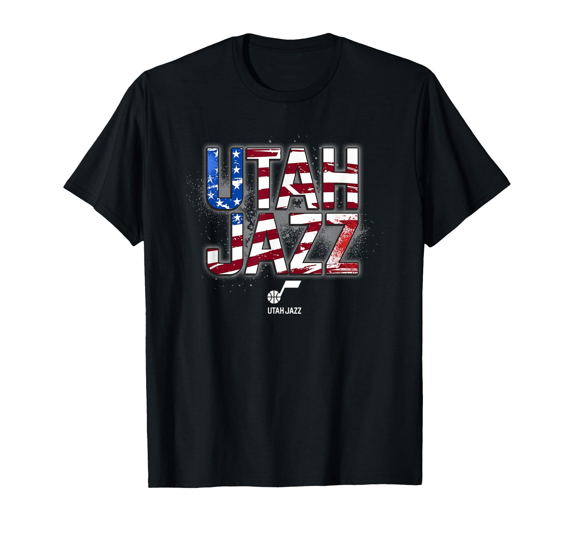 Nba Utah Jazz American Flag Distressed T-Shirt - Graphic Print Unisex - T-Shirt, Sweatshirt, Hoodie