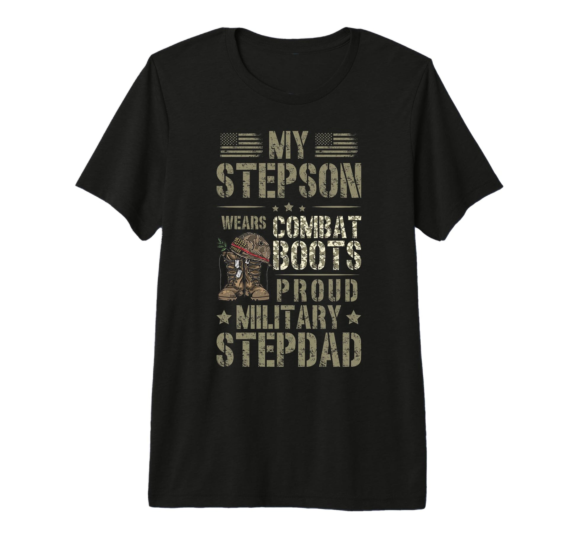 Mens Proud Military Stepdad T-Shirt - Fun Novelty Design Men Women - T-Shirt, Sweatshirt, Hoodie