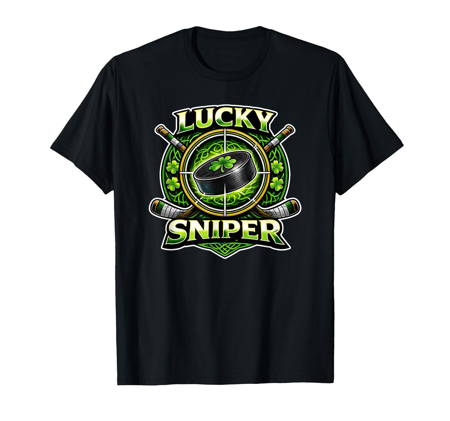Lucky Sniper Irish Hockey St T-Shirt - Casual Everyday Wear Unisex - T-Shirt, Sweatshirt, Hoodie