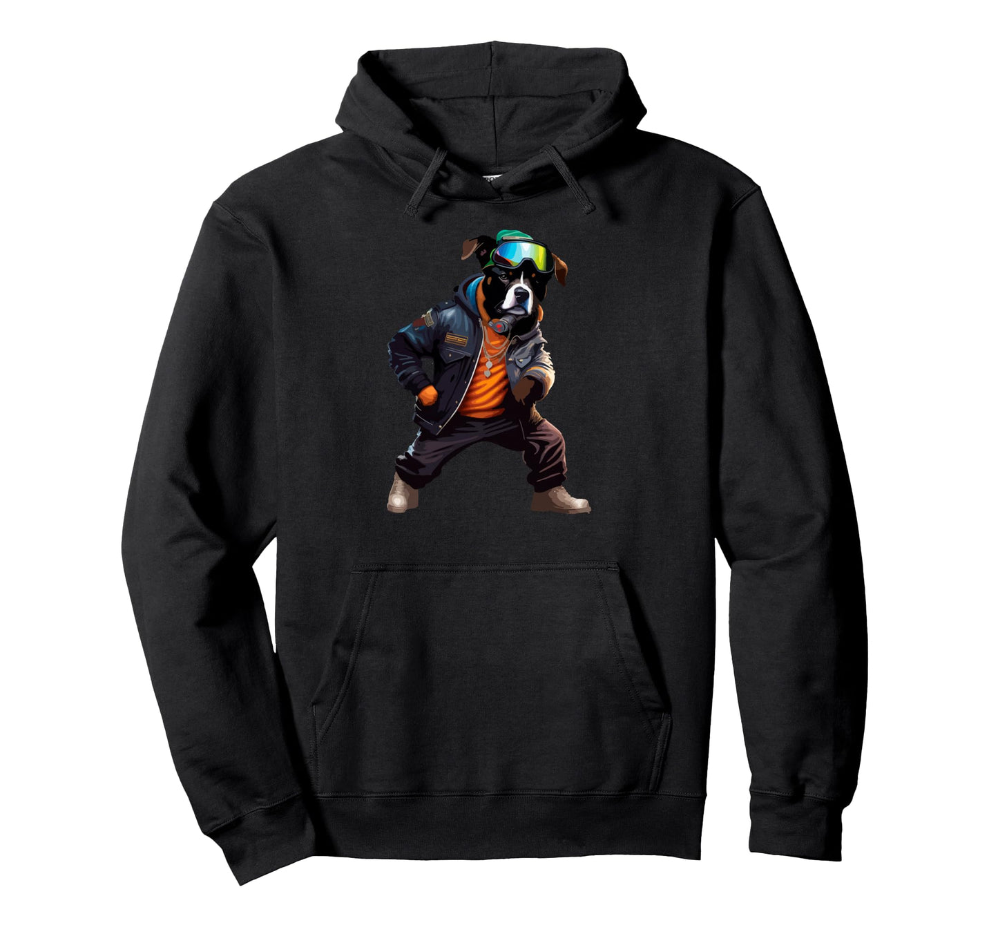 Dog Hip Hop Funny Streetwear Dog Hoodie - Casual Everyday Wear Men Women - T-Shirt, Sweatshirt, Hoodie