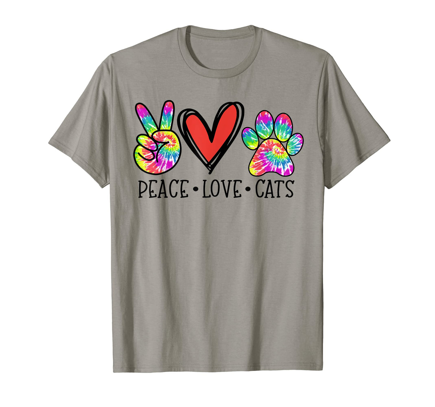Peace Love Cats Paws Tie Dye T-Shirt - Casual Everyday Wear for Adults - T-Shirt, Sweatshirt, Hoodie