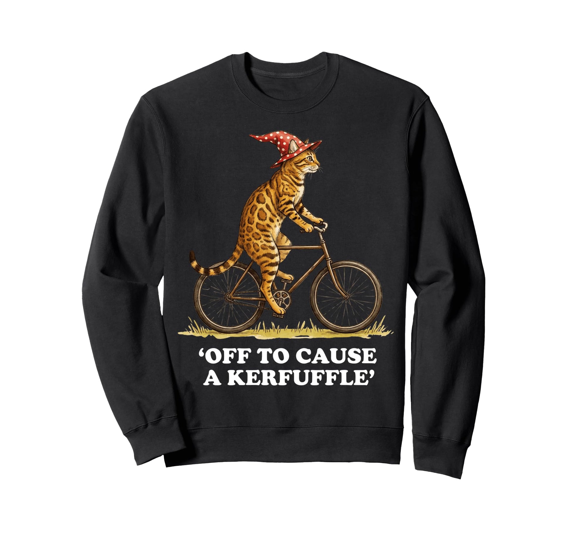 Off To Cause Kerfuffle Bengal Cat Sweatshirt - Minimalist Print for Adults - T-Shirt, Sweatshirt, Hoodie
