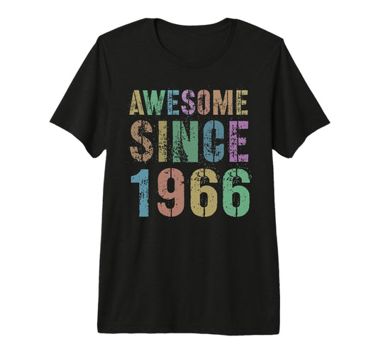 Awesome Since 1966 60Th Birthday Rock T-Shirt - Minimalist Print Unisex - T-Shirt, Sweatshirt, Hoodie