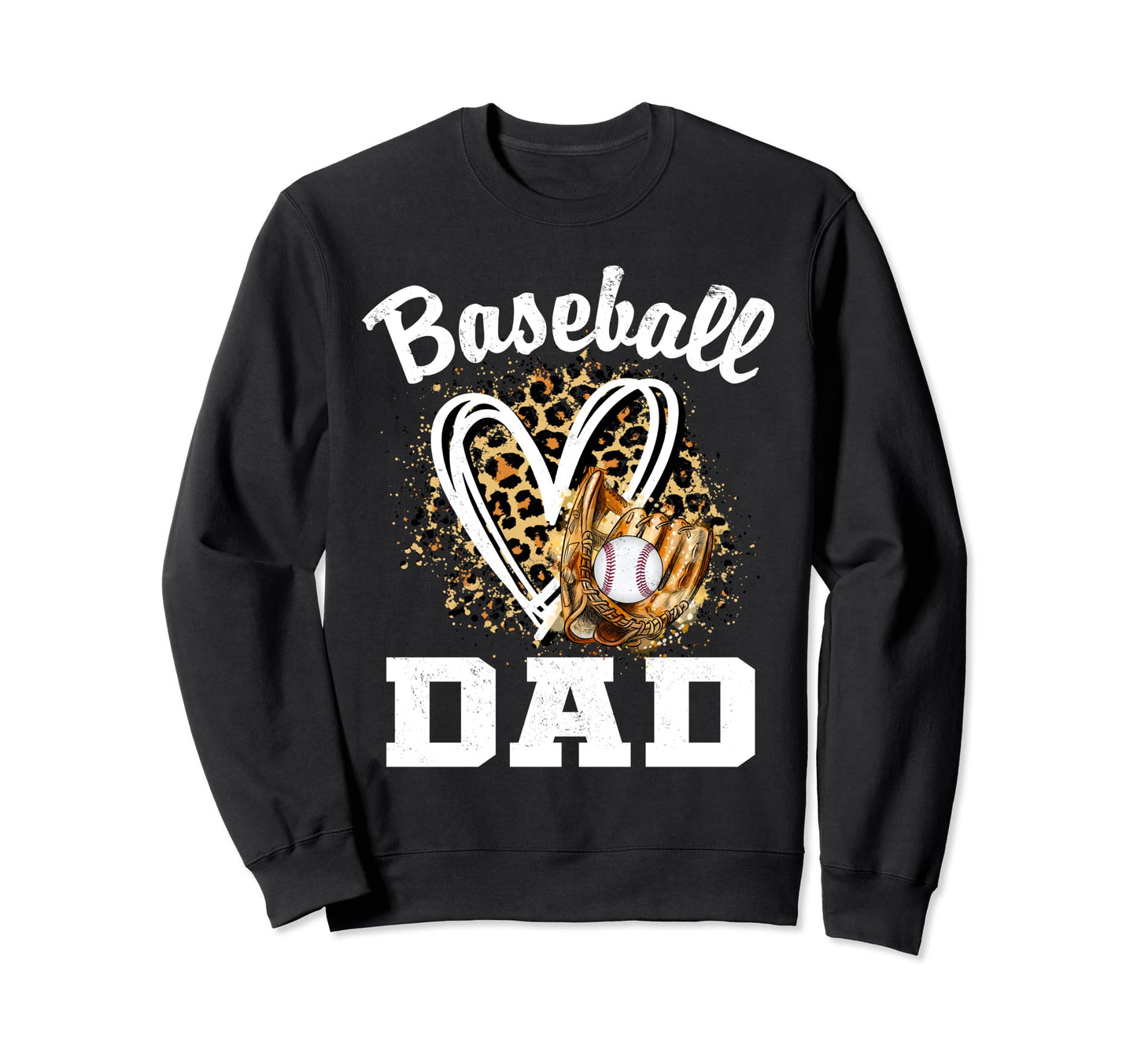 Baseball Dad Leopard Heart Matching Sweatshirt - Graphic Print for Adults - T-Shirt, Sweatshirt, Hoodie