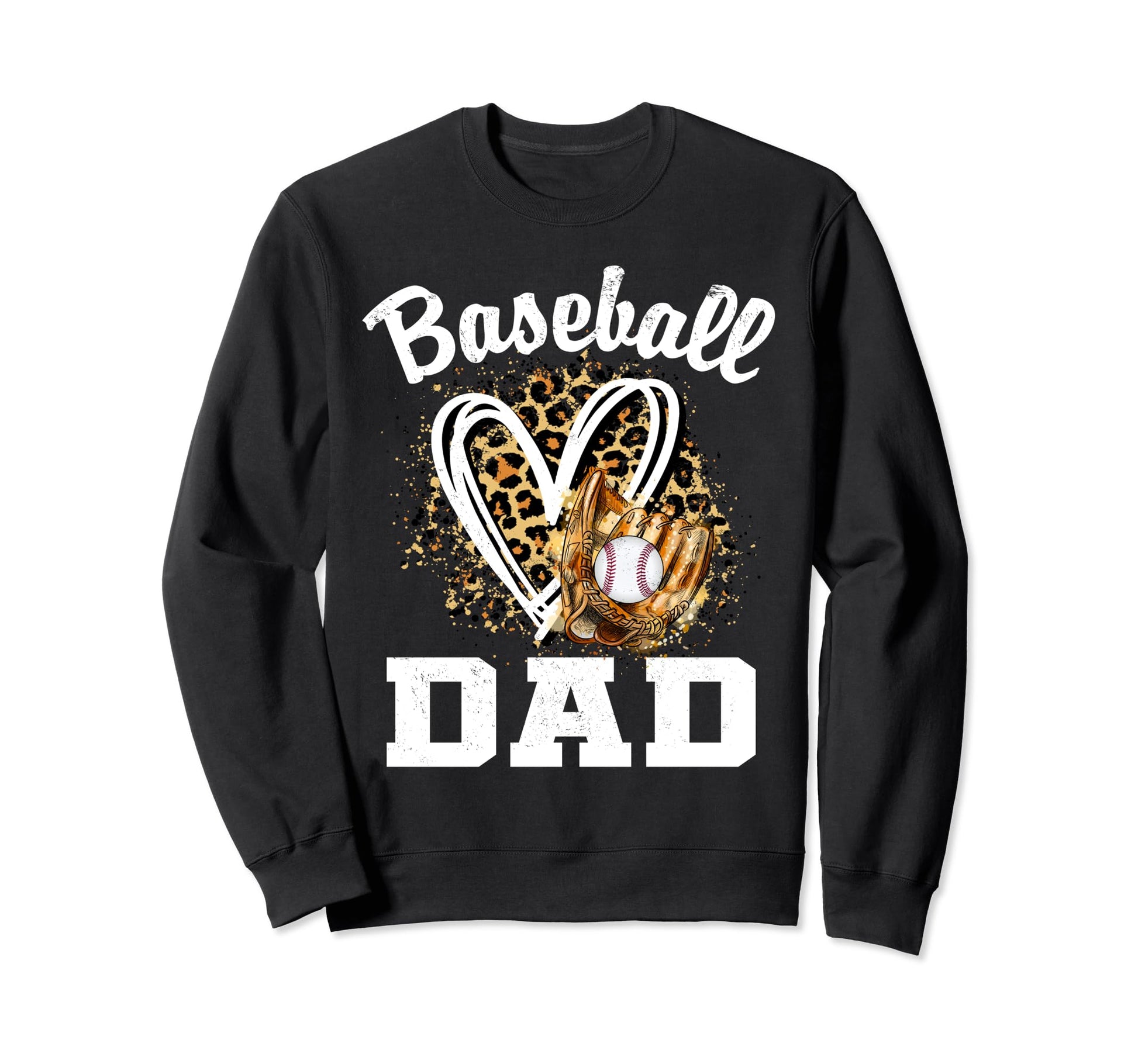 Baseball Dad Leopard Heart Matching Sweatshirt - Graphic Print for Adults - T-Shirt, Sweatshirt, Hoodie