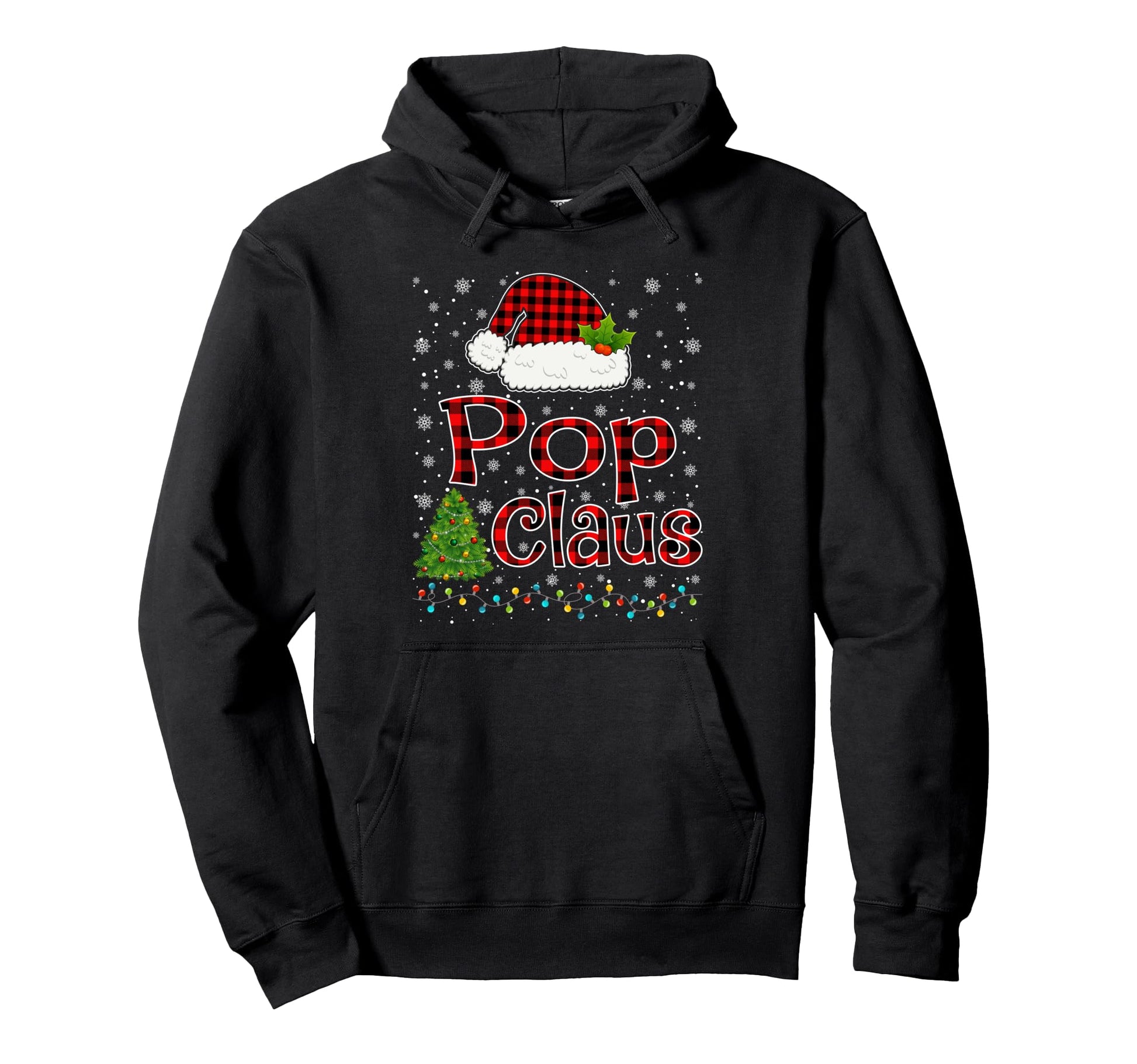 Funny Pop Claus Lights Pajama Family Hoodie - Casual Everyday Wear Unisex - T-Shirt, Sweatshirt, Hoodie