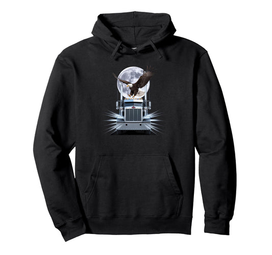 American Flag Trucker Dad Big Rig Hoodie - Trendy Graphic for Adults - T-Shirt, Sweatshirt, Hoodie