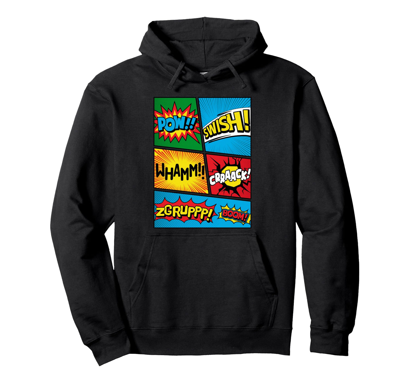 Pop Art Comic Sound Effects Pow Swish Hoodie - Trendy Graphic Men Women - T-Shirt, Sweatshirt, Hoodie
