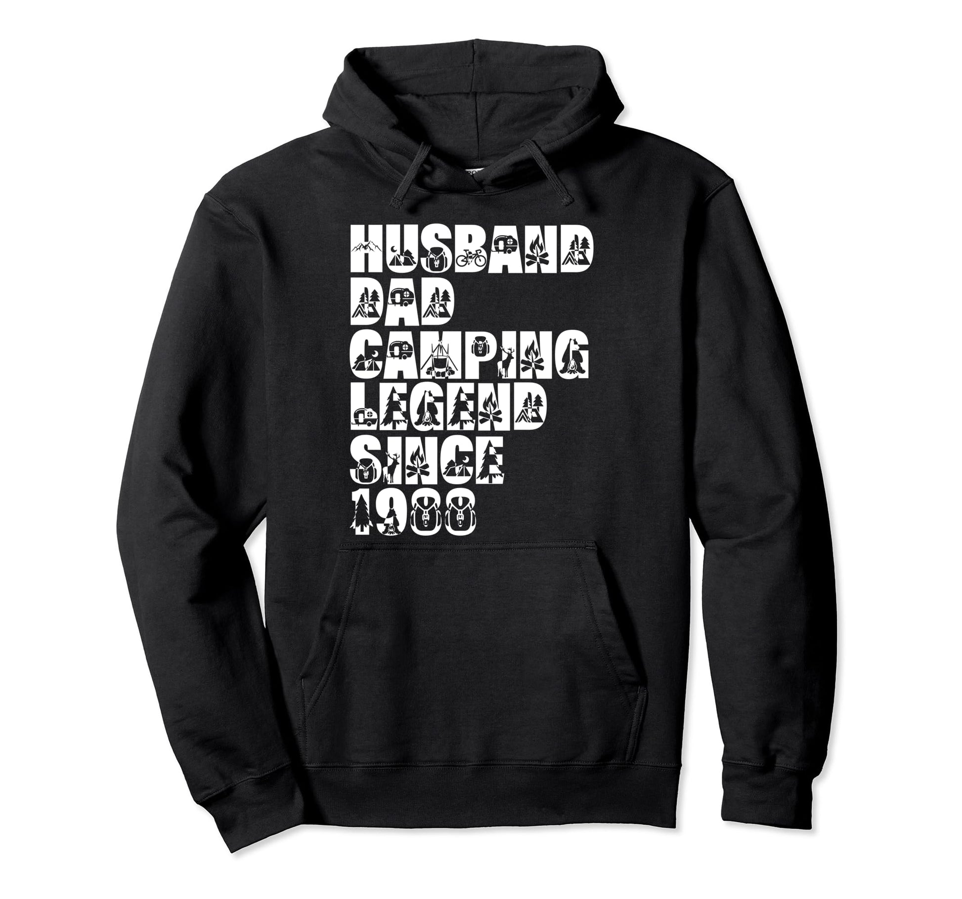Husband Dad Camping Legend Since 1988 Hoodie - Trendy Graphic for Adults - T-Shirt, Sweatshirt, Hoodie
