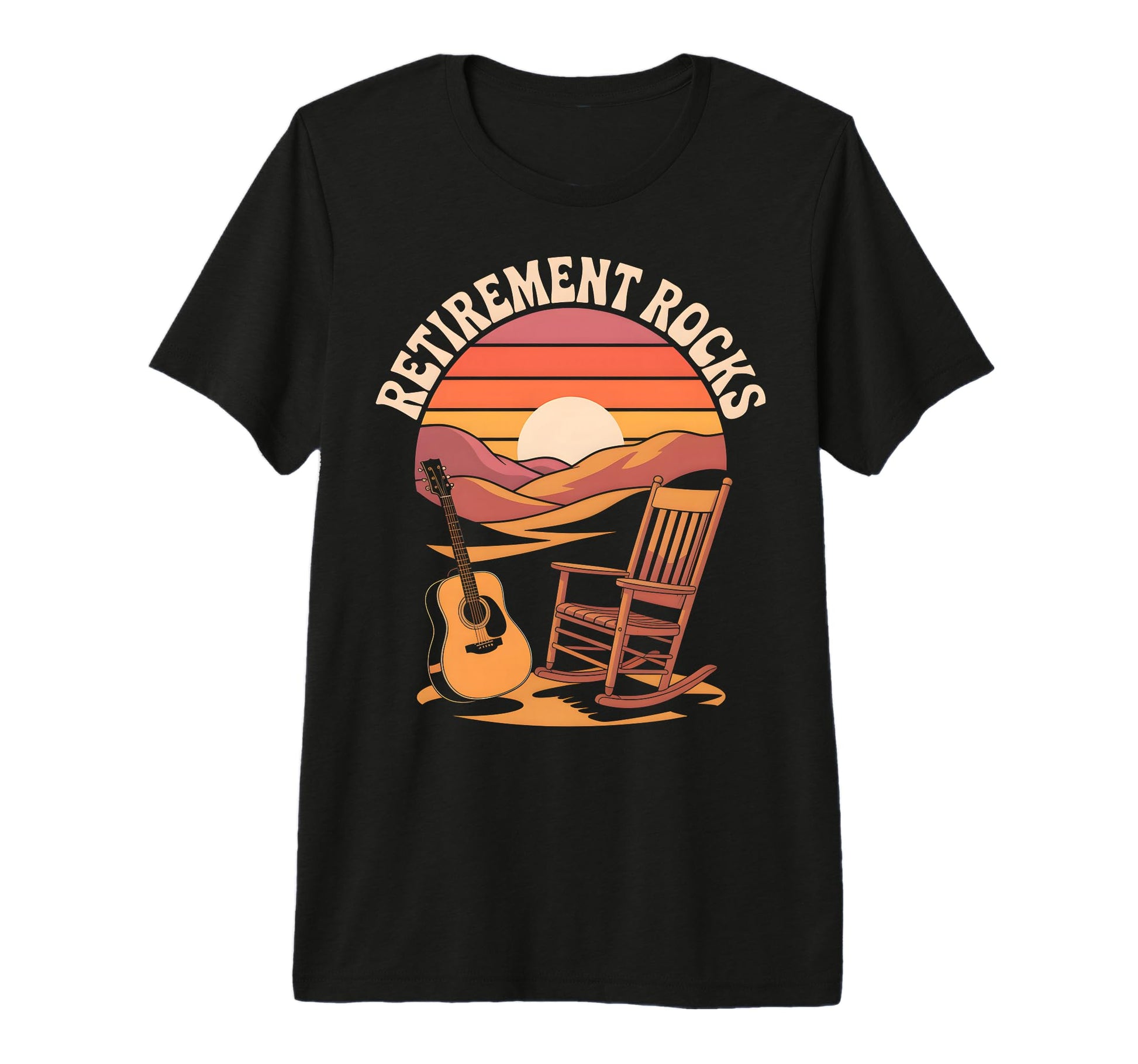 Retirement Rocks Acoustic Guitar Old T-Shirt - Novelty Apparel Men Women - T-Shirt, Sweatshirt, Hoodie