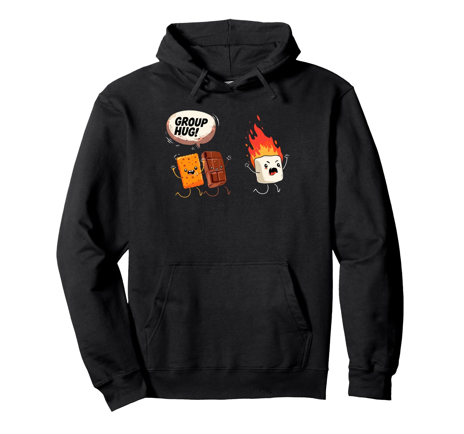 Camping Group Hug Smores Marshmallow Hoodie - Aesthetic Graphic Unisex - T-Shirt, Sweatshirt, Hoodie