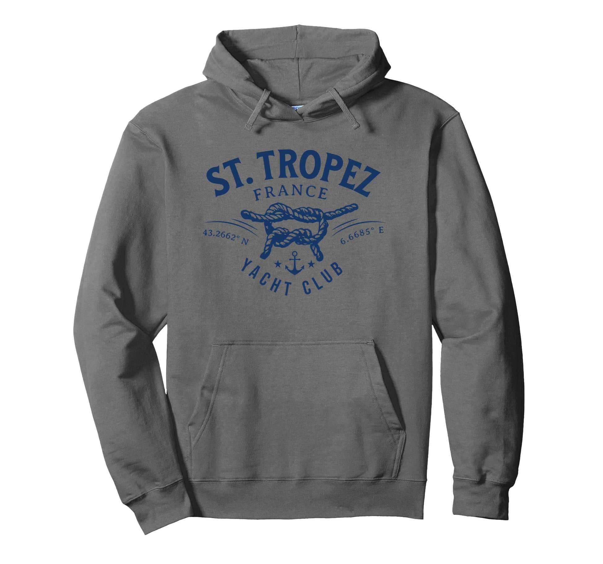 St Tropez France Yacht Club Coordinates Hoodie - Fun Novelty Design Unisex - T-Shirt, Sweatshirt, Hoodie