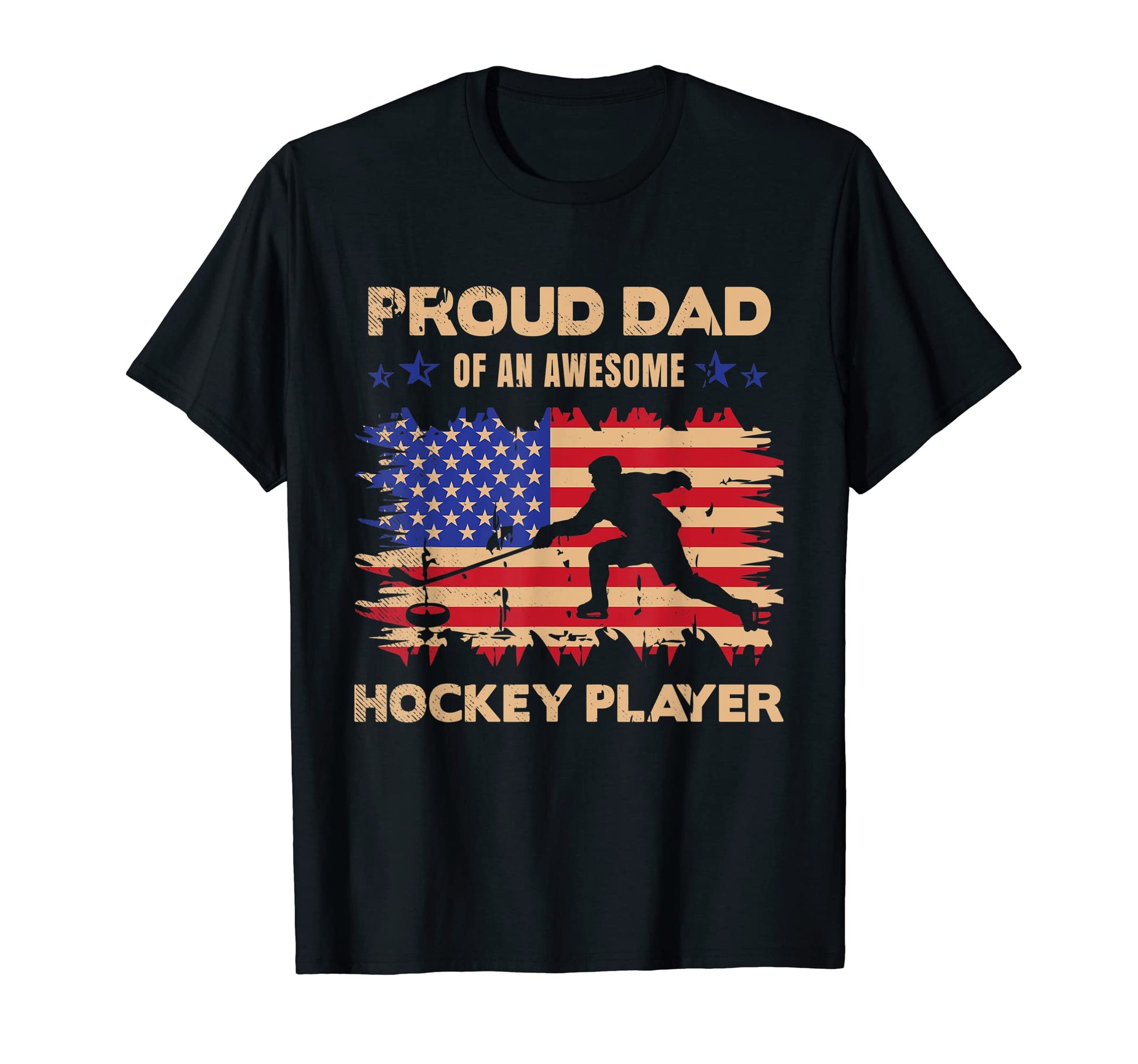 Ice Hockey Proud Dad Mixed Flag T-Shirt - Custom Art Print for Adults - T-Shirt, Sweatshirt, Hoodie