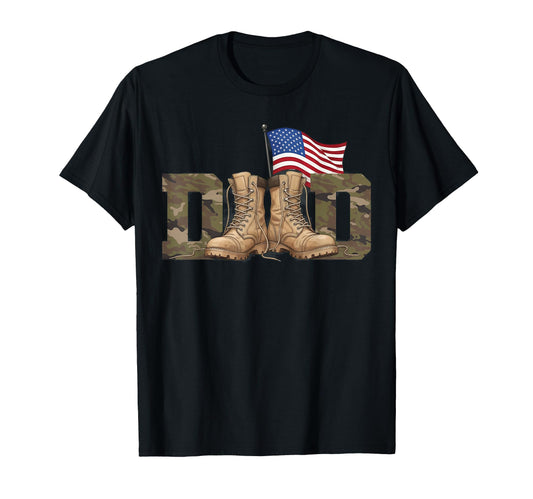 Camo Dad Military Boots Funny Basic T-Shirt - Trendy Graphic Men Women - T-Shirt, Sweatshirt, Hoodie