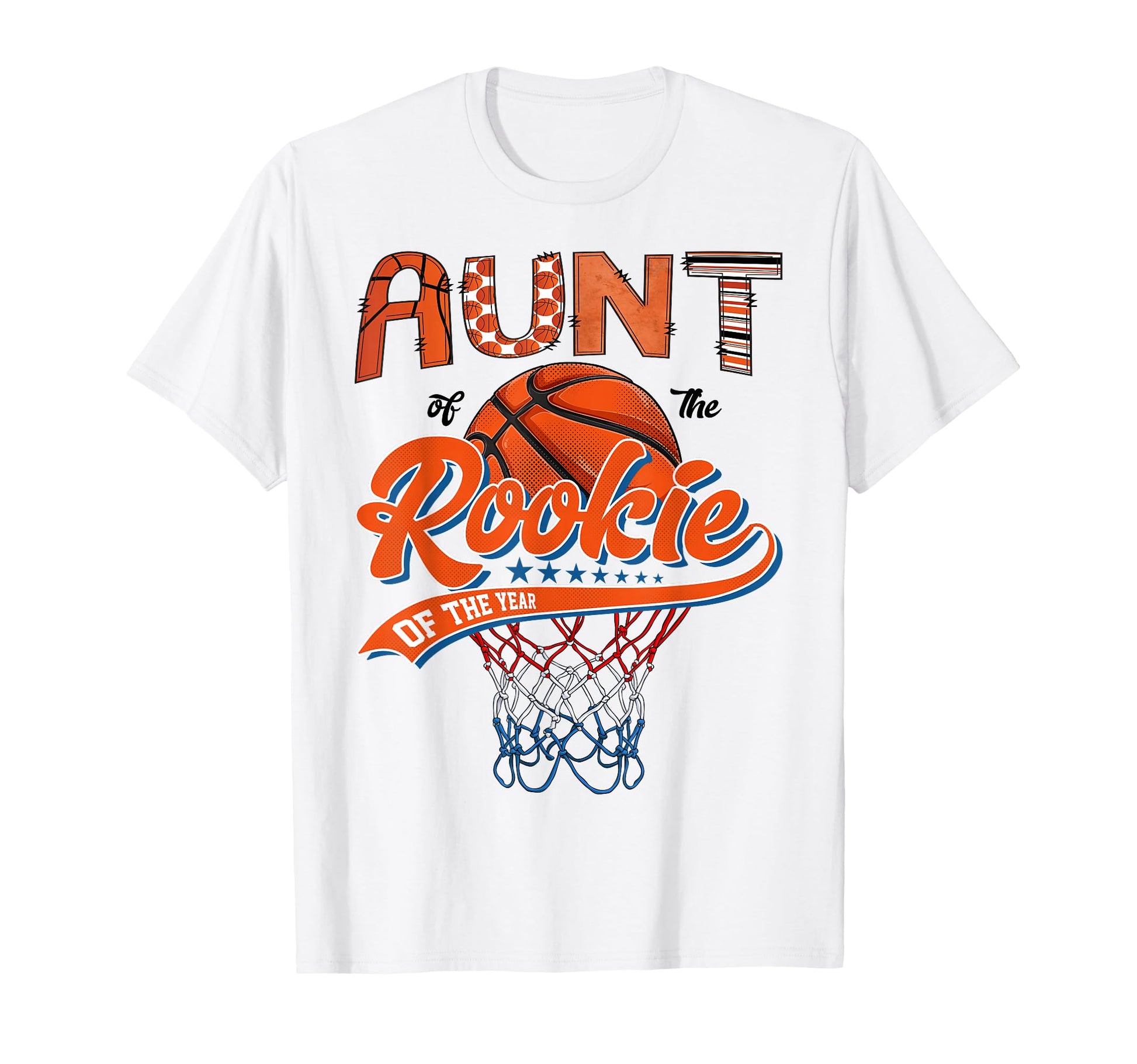 Aunt Rookie 1St Basketball Birthday Party T-Shirt - Minimalist Print Unisex - T-Shirt, Sweatshirt, Hoodie