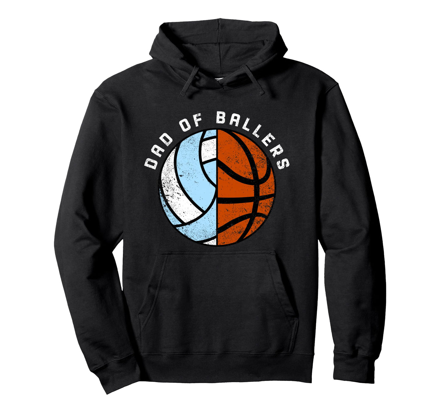 Dad Ballers Funny Basketball Volleyball Dad Hoodie - Graphic Print Unisex - T-Shirt, Sweatshirt, Hoodie