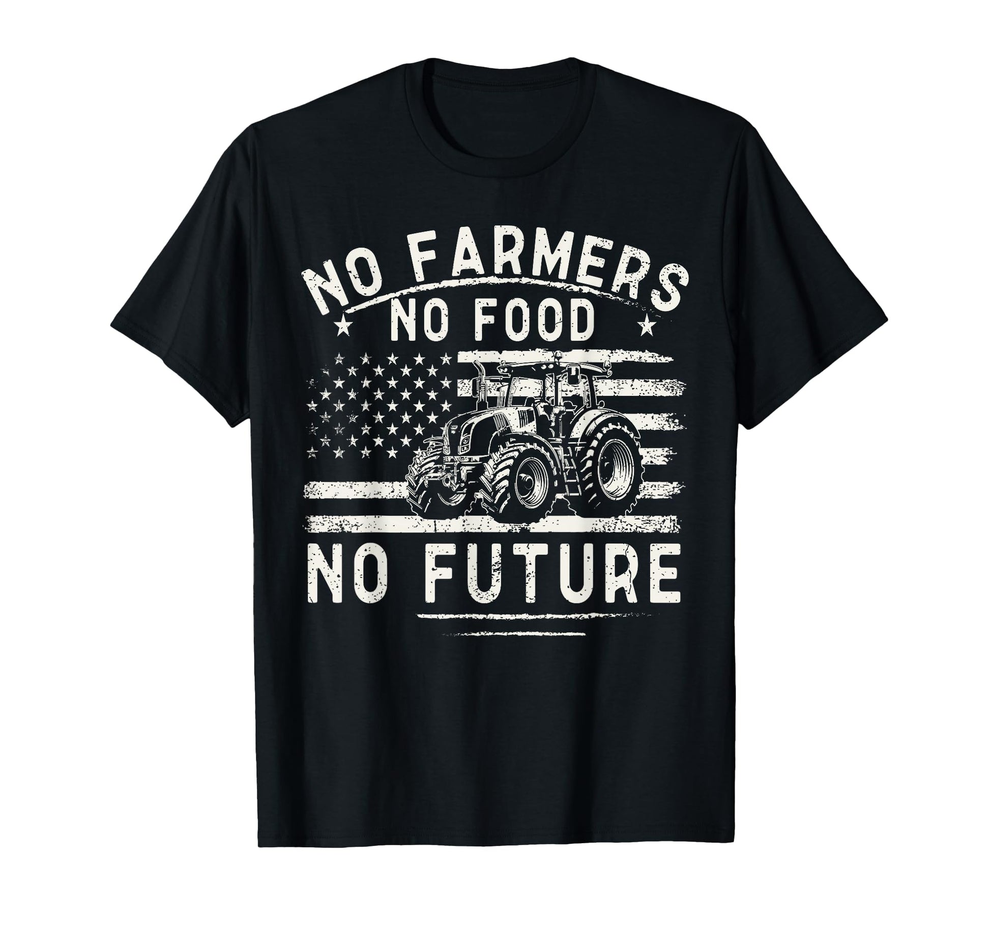 Farming Tractors Usa Flag No Farmers No T-Shirt - Aesthetic Graphic Unisex - T-Shirt, Sweatshirt, Hoodie