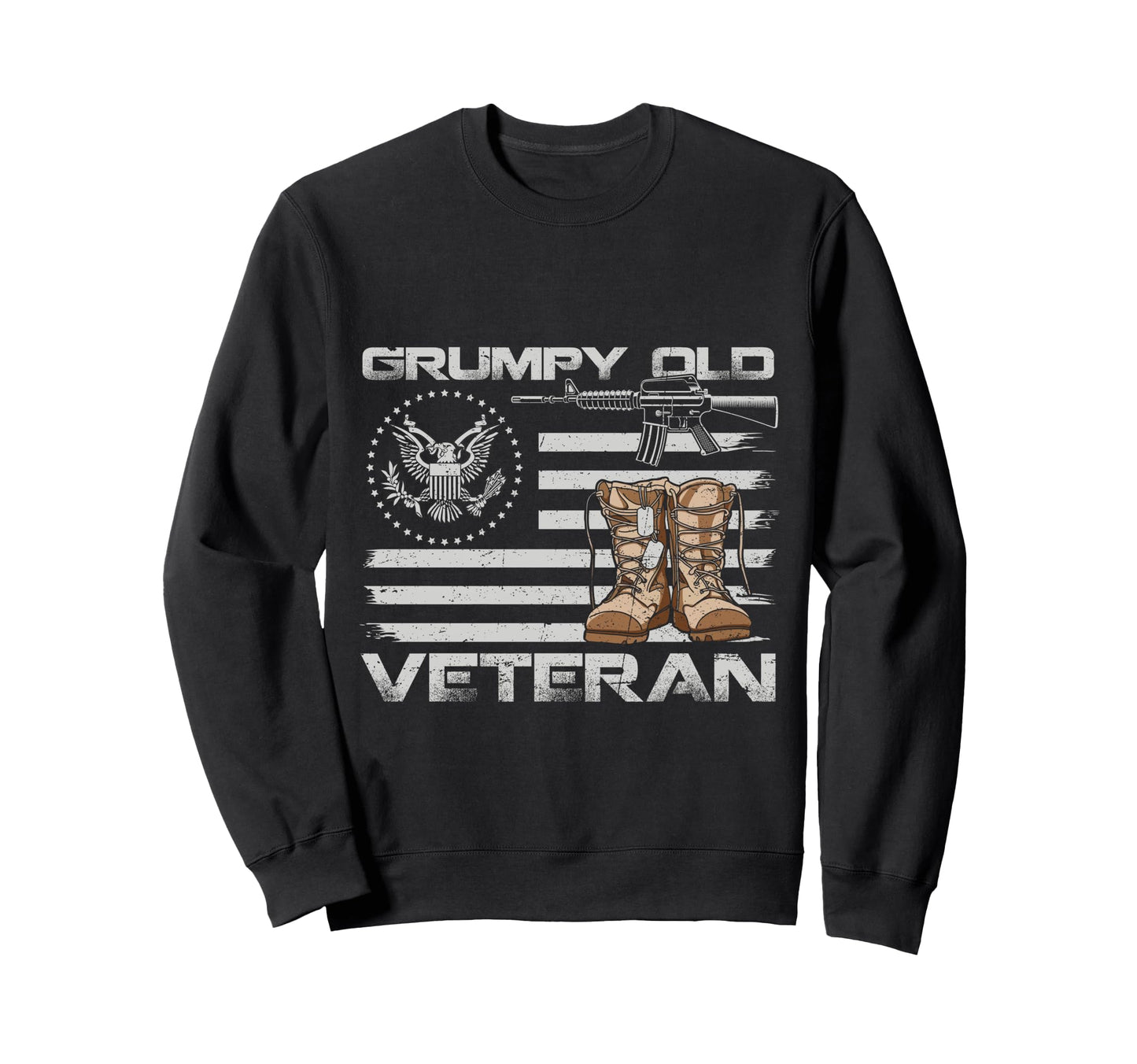Patriotic Grumpy Old Veteran Flag Sweatshirt - Streetwear Style Men Women - T-Shirt, Sweatshirt, Hoodie