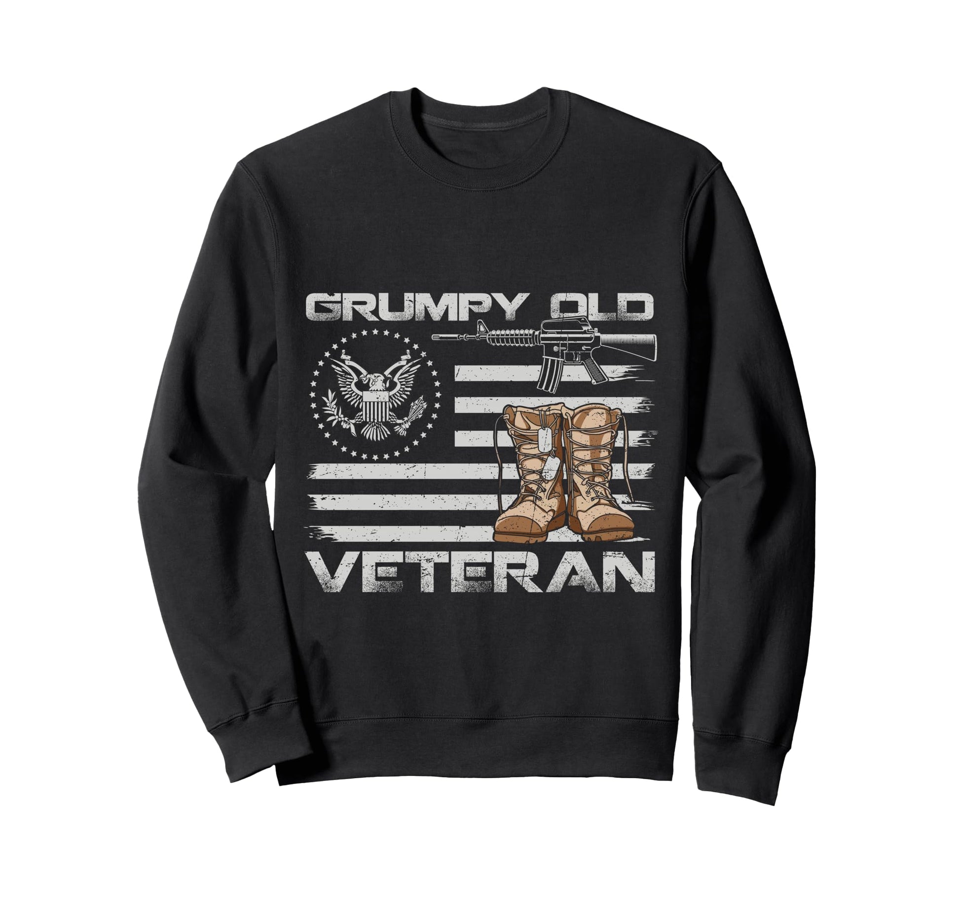 Patriotic Grumpy Old Veteran Flag Sweatshirt - Streetwear Style Men Women - T-Shirt, Sweatshirt, Hoodie