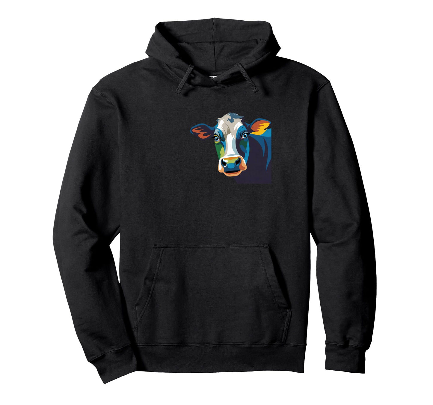 Colorful Peeking Cow Face Farm Animal Hoodie - Aesthetic Graphic Men Women - T-Shirt, Sweatshirt, Hoodie