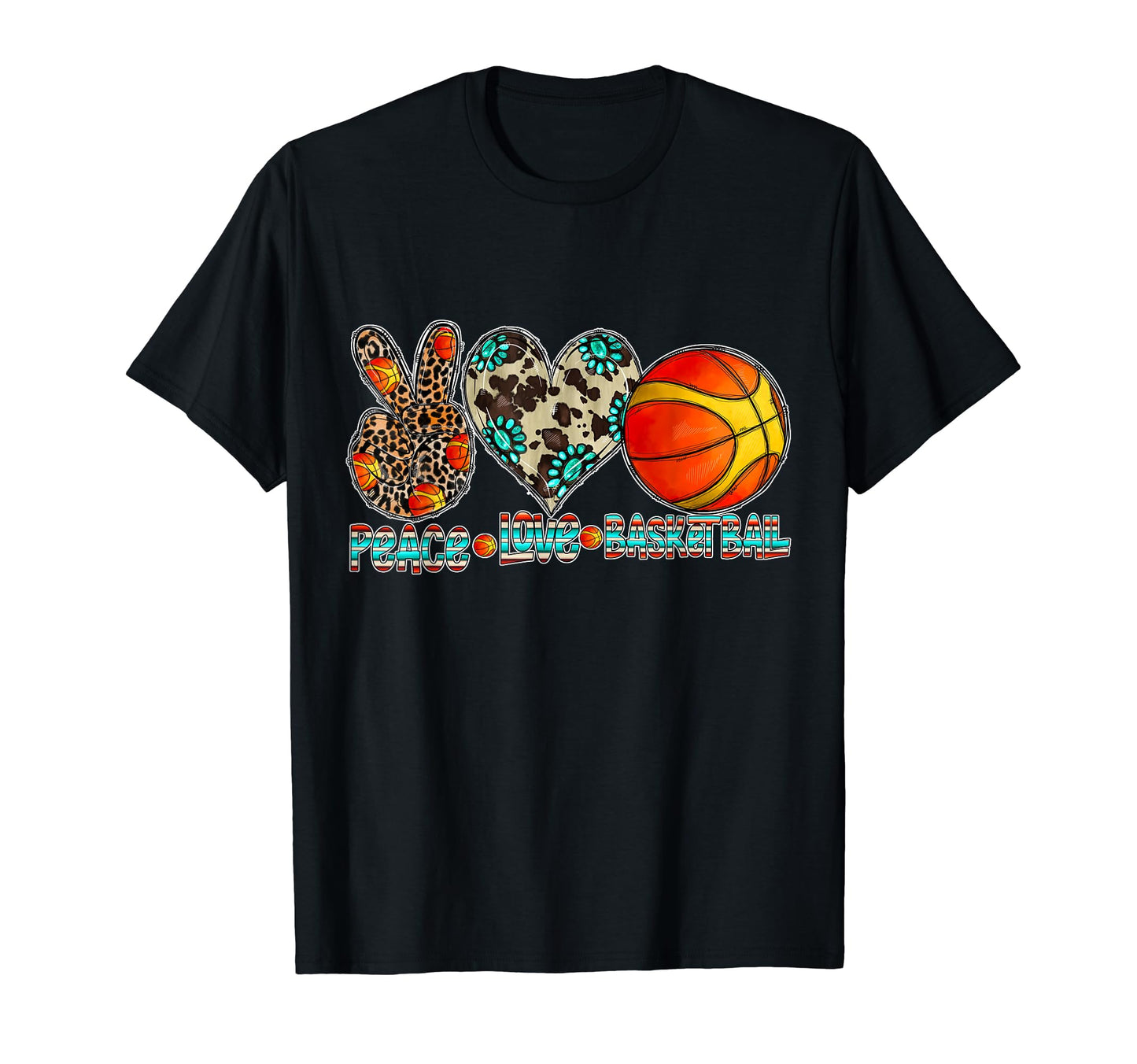 Peace Love Basketball Mom Dad Brother T-Shirt - Graphic Print for Adults - T-Shirt, Sweatshirt, Hoodie