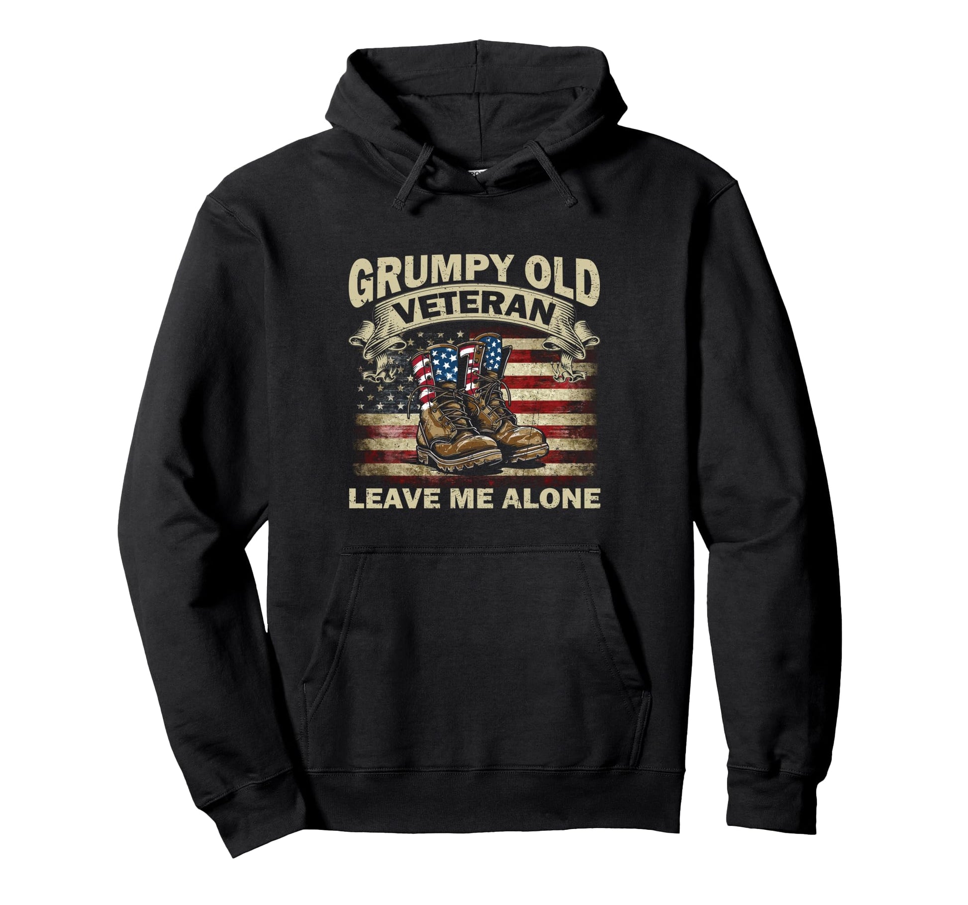 Patriotic Grumpy Old Veteran Leave Me Hoodie - Minimalist Print for Adults - T-Shirt, Sweatshirt, Hoodie