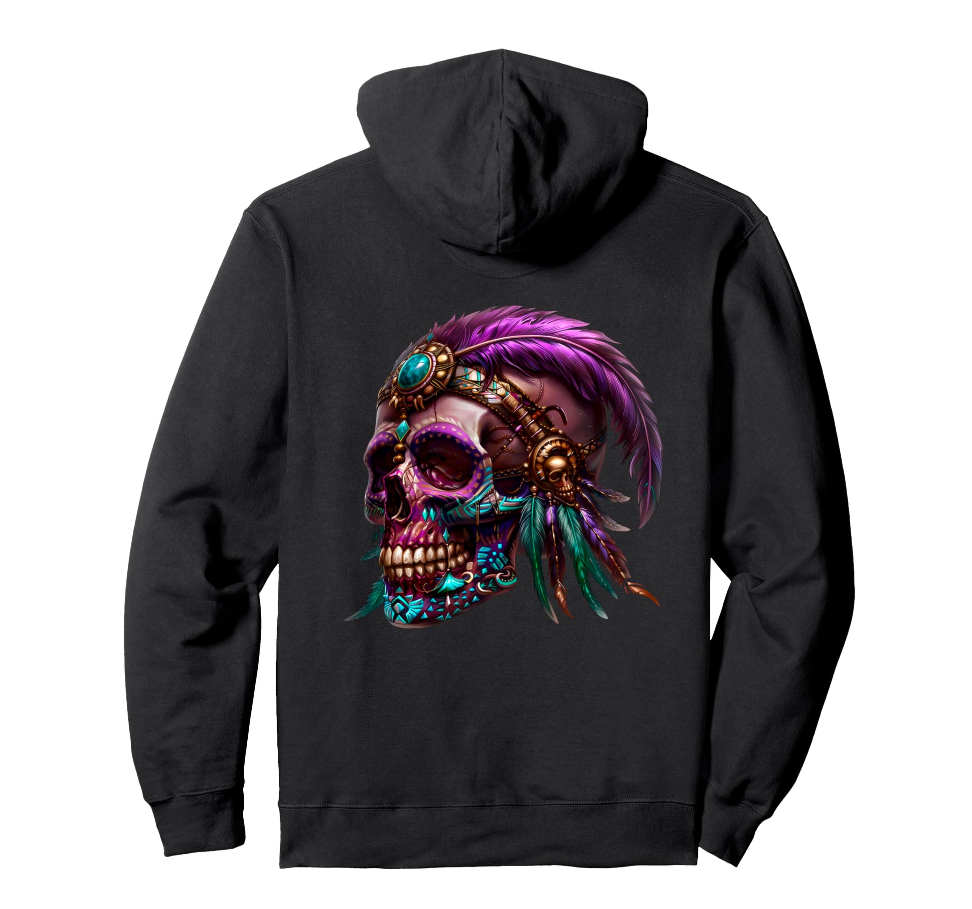 Native American Skull Indian Tribal Hoodie - Novelty Apparel Men Women - T-Shirt, Sweatshirt, Hoodie