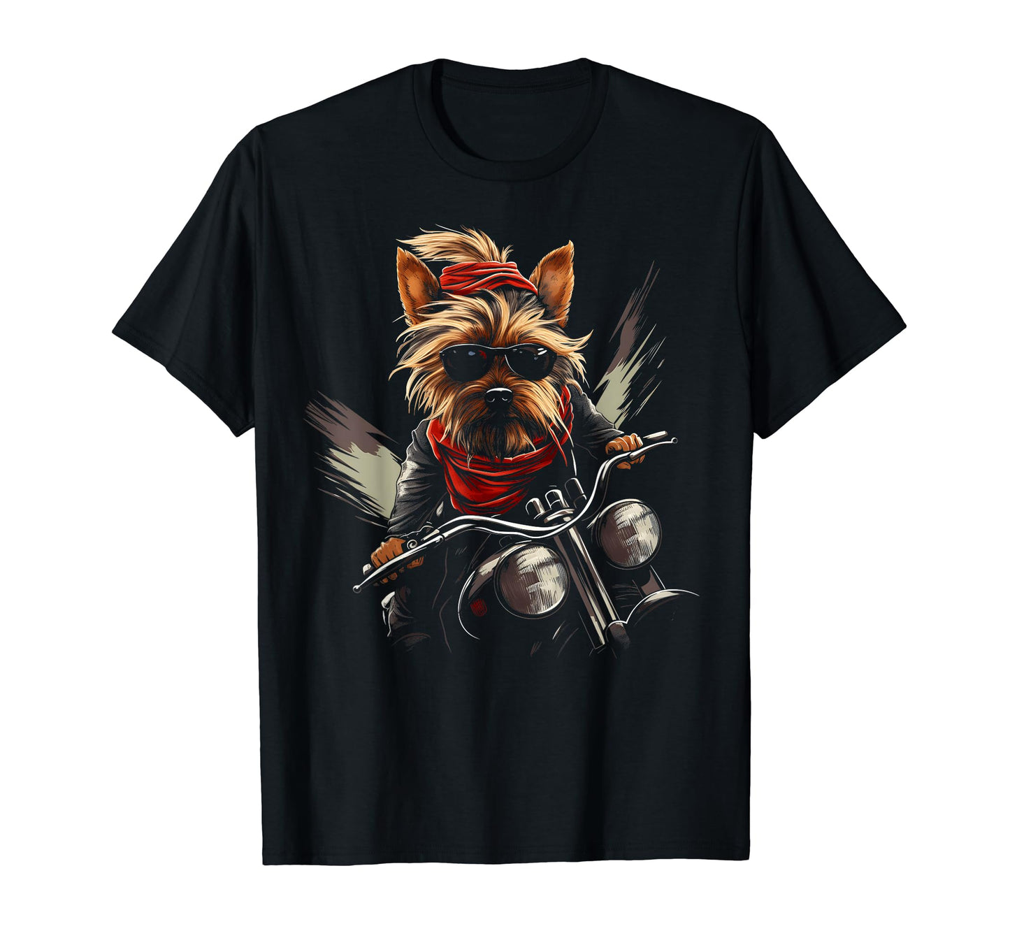 Motorcycle Dad Biker Dog Yorkshire T-Shirt - Minimalist Print Unisex - T-Shirt, Sweatshirt, Hoodie