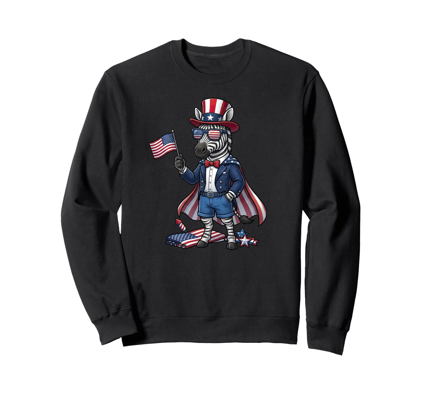 Funny Zebra American Usa Flag Sweatshirt - Aesthetic Graphic for Adults - T-Shirt, Sweatshirt, Hoodie