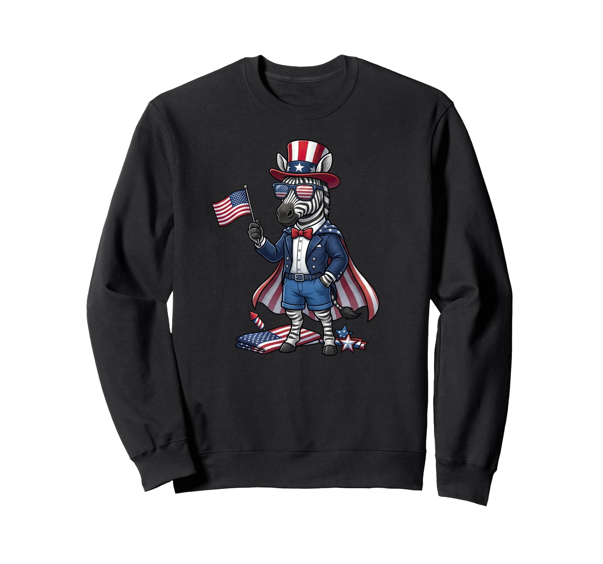 Funny Zebra American Usa Flag Sweatshirt - Aesthetic Graphic for Adults - T-Shirt, Sweatshirt, Hoodie