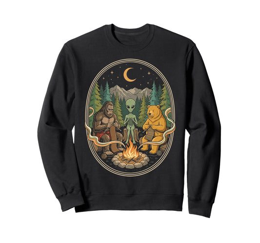 Campfire Knitting Friends Bigfoot Sweatshirt - Minimalist Print Men Women - T-Shirt, Sweatshirt, Hoodie