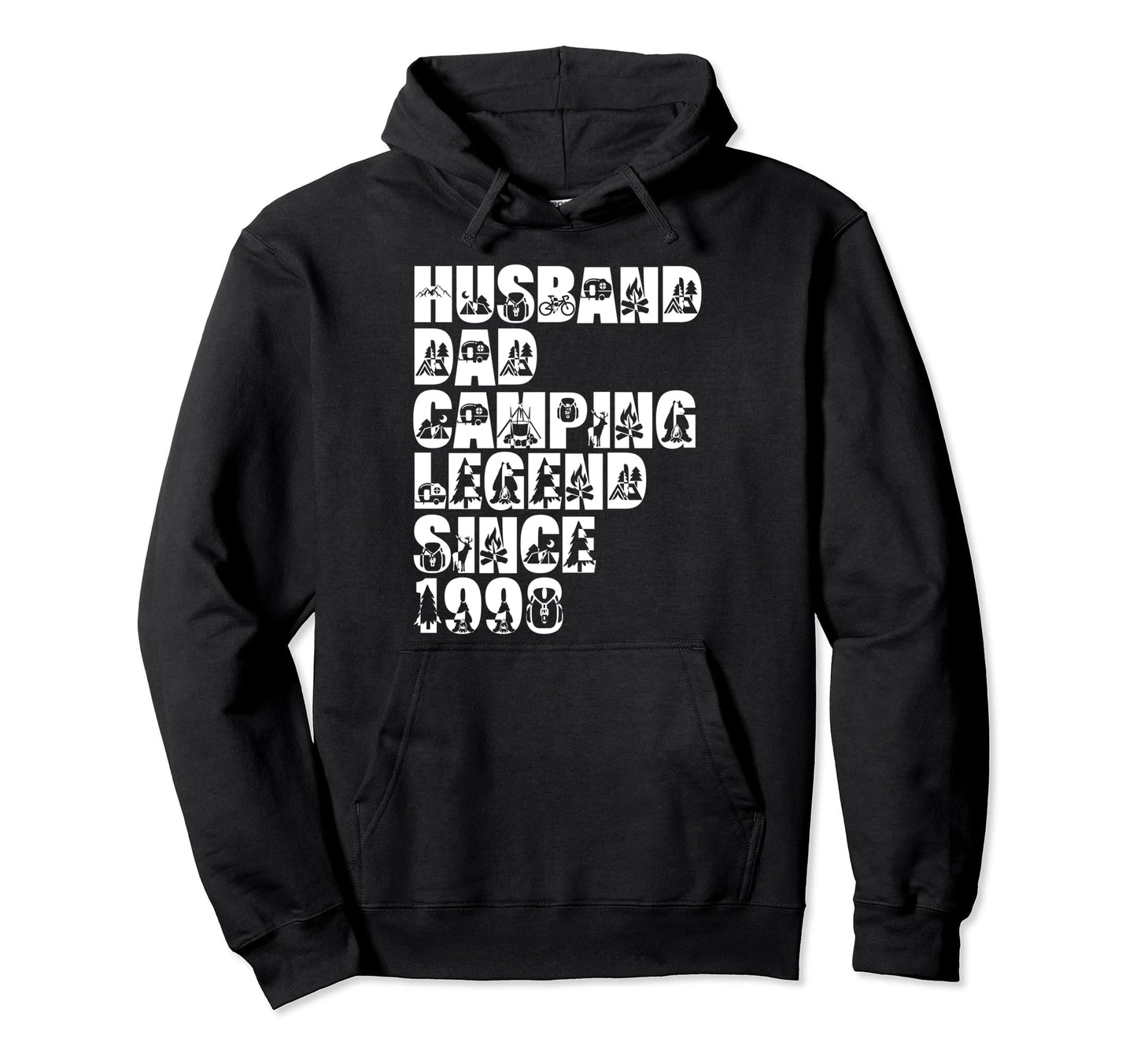Husband Dad Camping Legend Since 1998 Hoodie - Novelty Apparel for Adults - T-Shirt, Sweatshirt, Hoodie