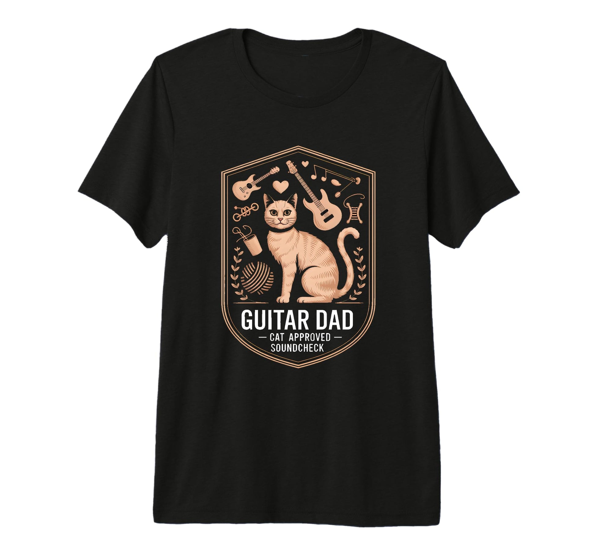 Funny Guitar Dad Cat Approved T-Shirt - Novelty Apparel Men Women - T-Shirt, Sweatshirt, Hoodie