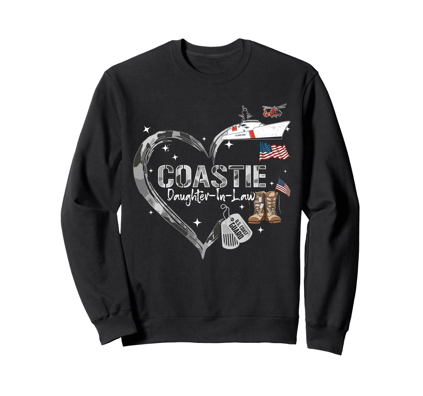 Proud Coastie Daughter Law Camo Sweatshirt - Custom Art Print for Adults - T-Shirt, Sweatshirt, Hoodie