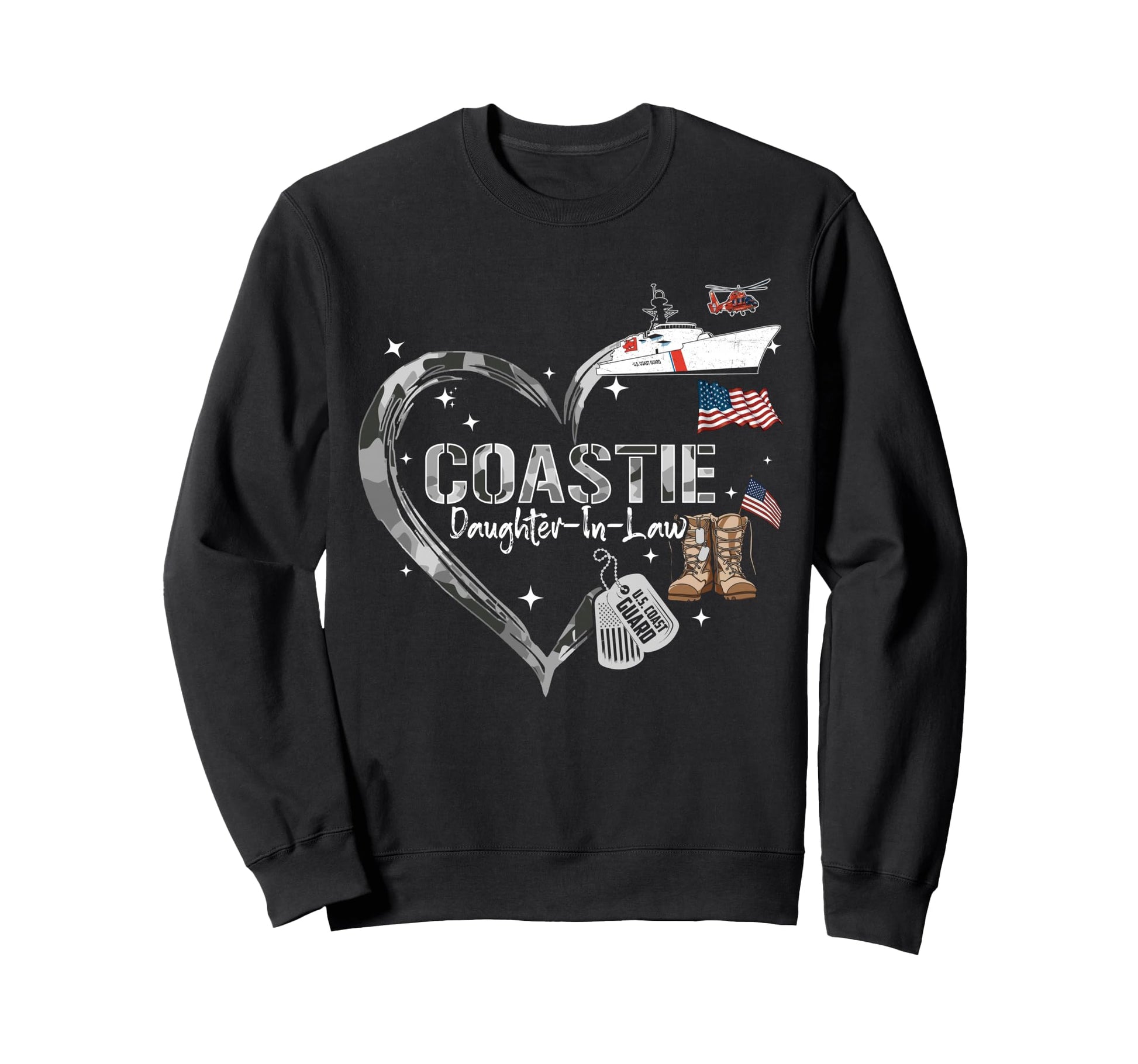 Proud Coastie Daughter Law Camo Sweatshirt - Custom Art Print for Adults - T-Shirt, Sweatshirt, Hoodie