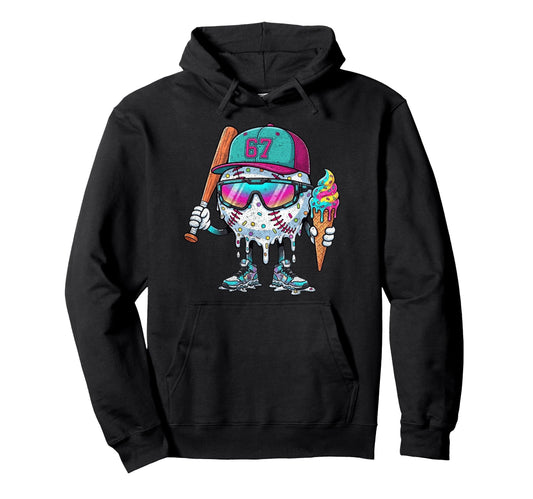 Baseball Drip Ice Cream 67 Gifts T-Shirt - Casual Everyday Wear for Adults - T-Shirt, Sweatshirt, Hoodie