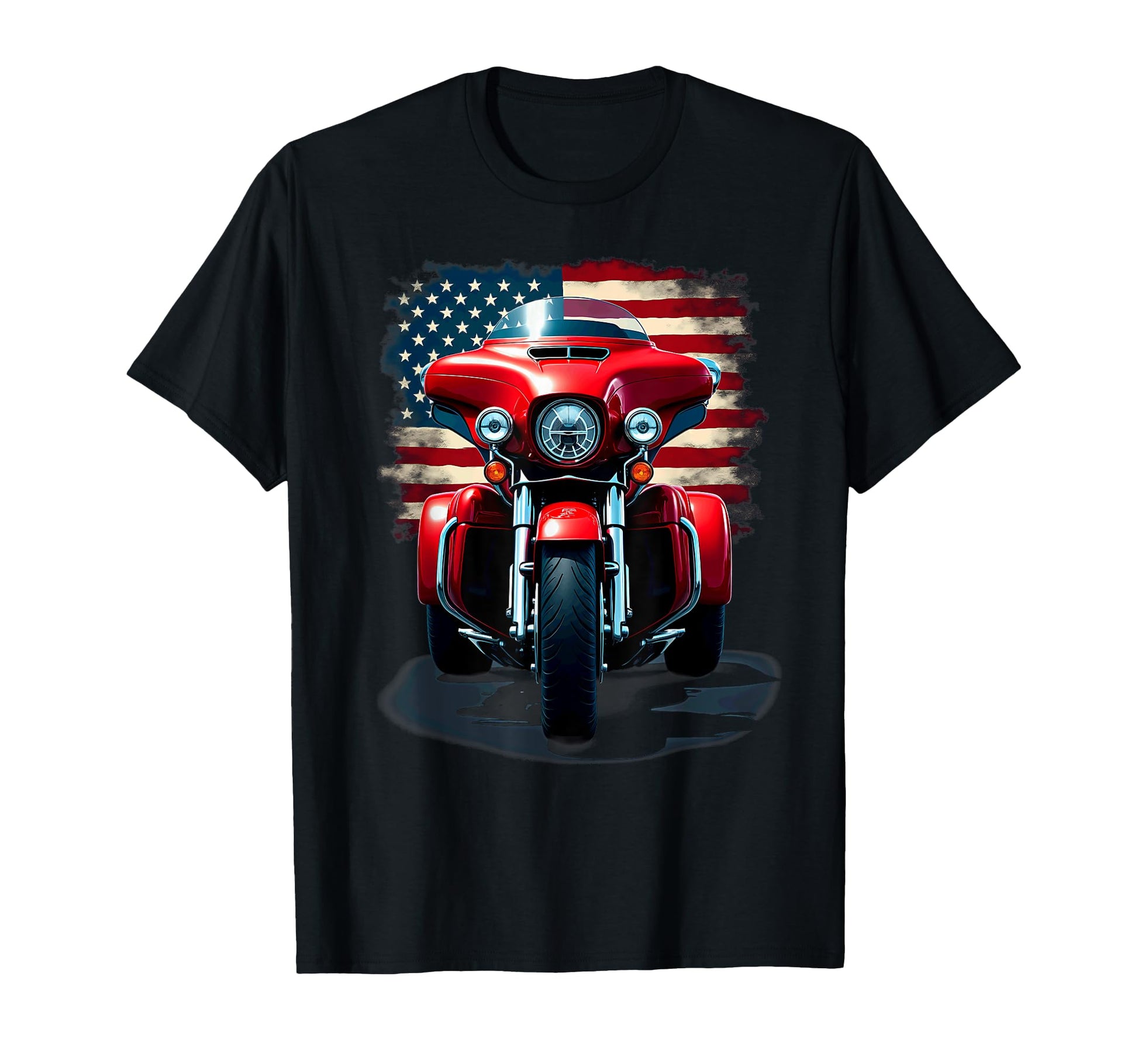 Us Flag Patriotic Motorcycle Trike Biker T-Shirt - Unique Graphic Men Women - T-Shirt, Sweatshirt, Hoodie