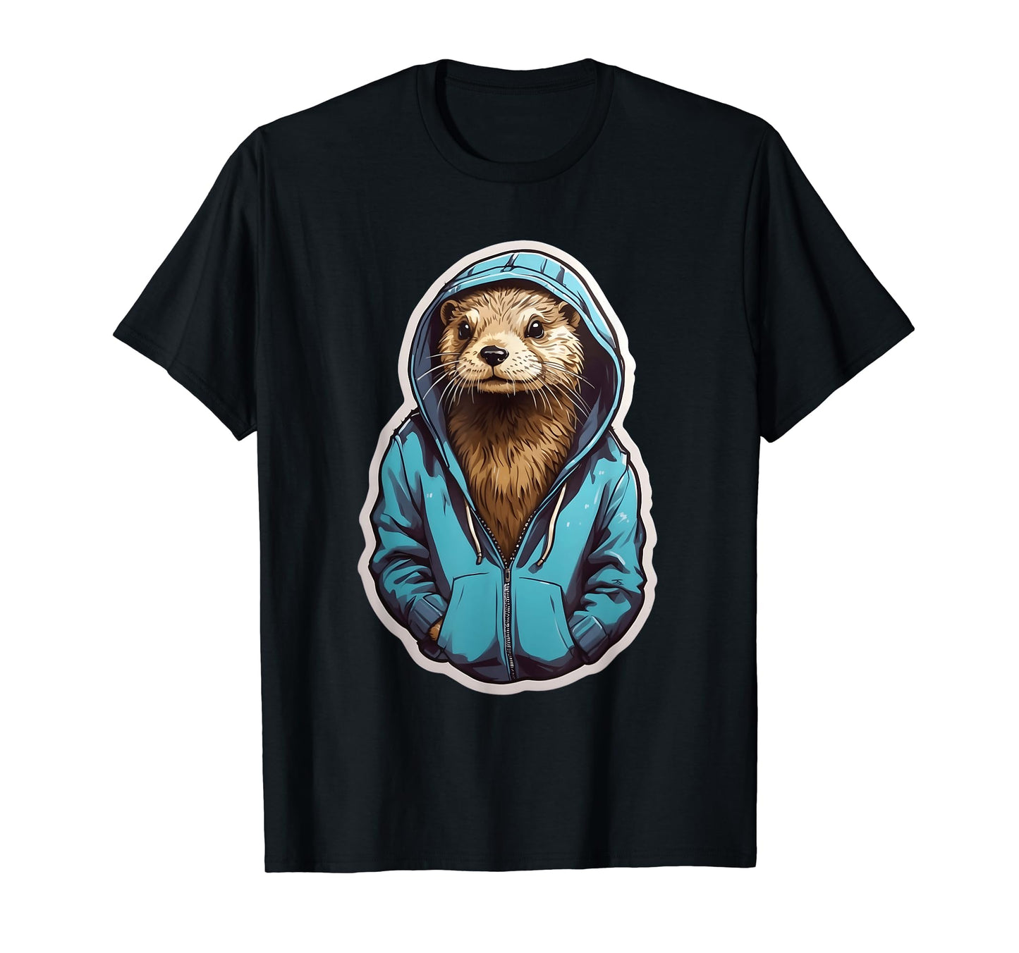 Chill Otter Blue Animal Hoodie - Novelty Apparel Unisex - T-Shirt, Sweatshirt, Hoodie