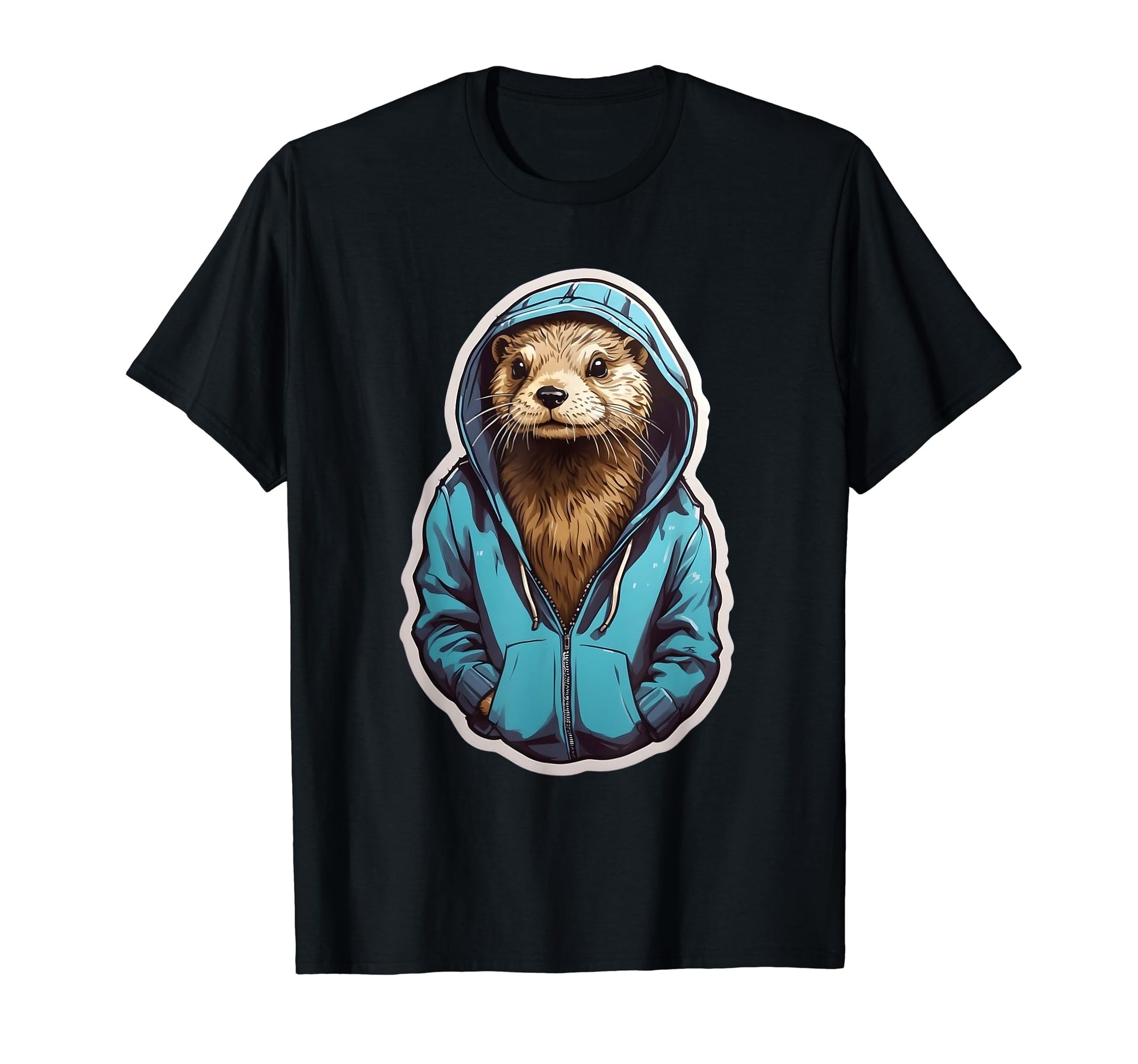 Chill Otter Blue Animal Hoodie - Novelty Apparel Unisex - T-Shirt, Sweatshirt, Hoodie