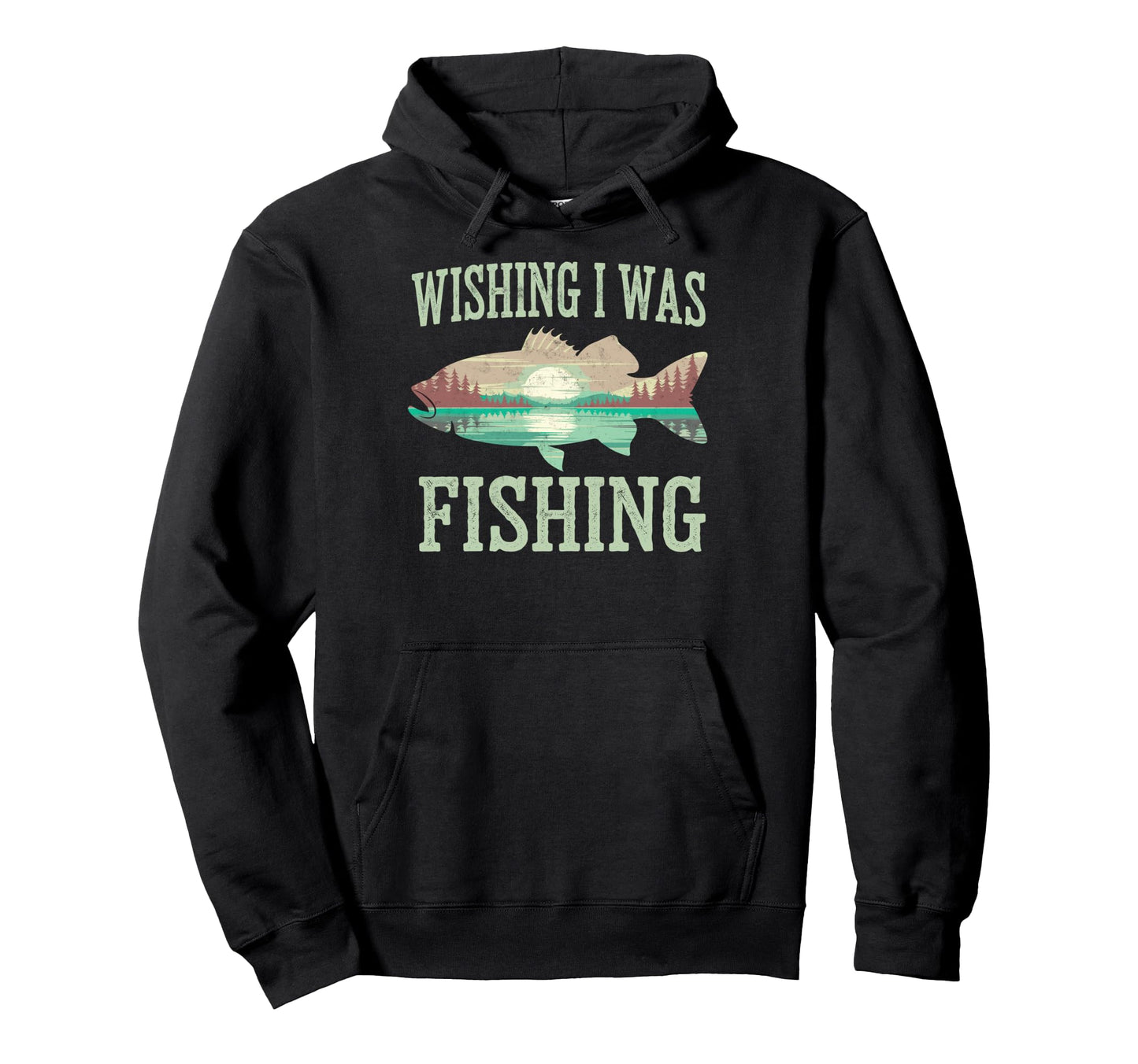 Funny Wishing I Was Fishing Meme Hoodie - Casual Everyday Wear Men Women - T-Shirt, Sweatshirt, Hoodie