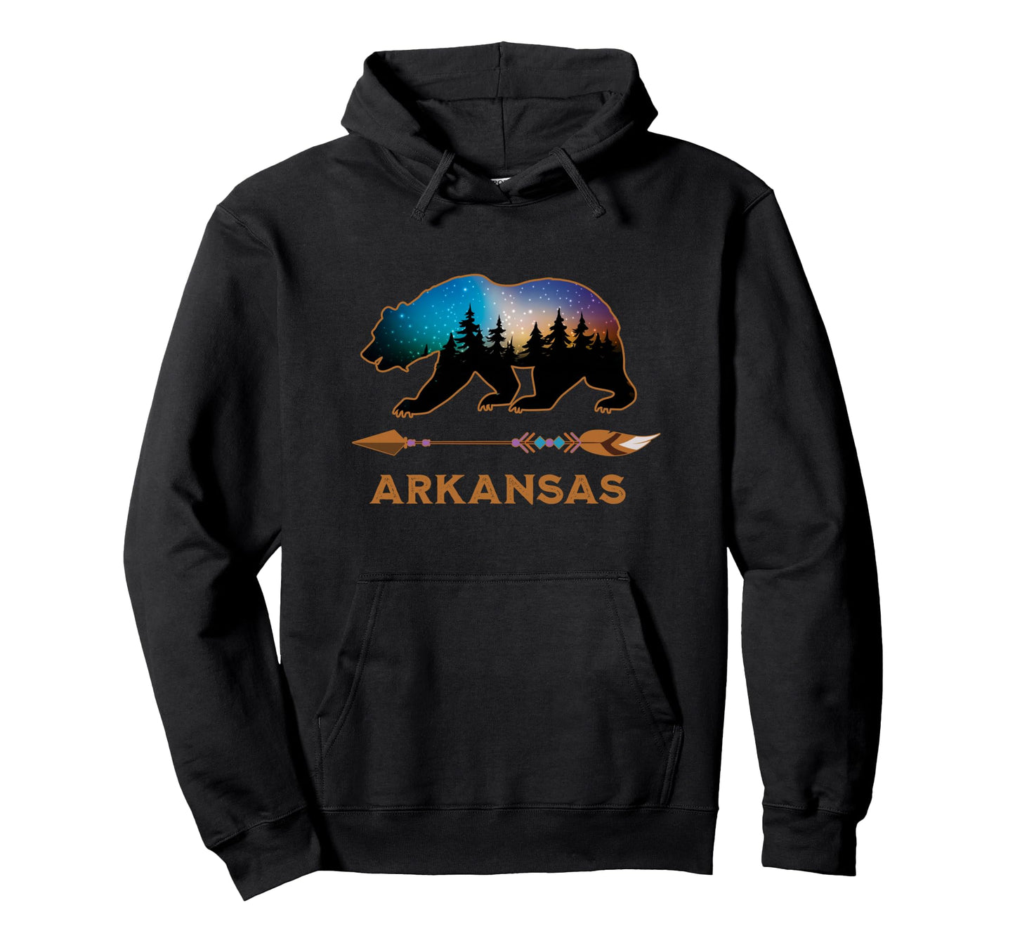 Arkansas Usa Black Bear Starry Night Sky Hoodie - Minimalist Print Unisex - T-Shirt, Sweatshirt, Hoodie